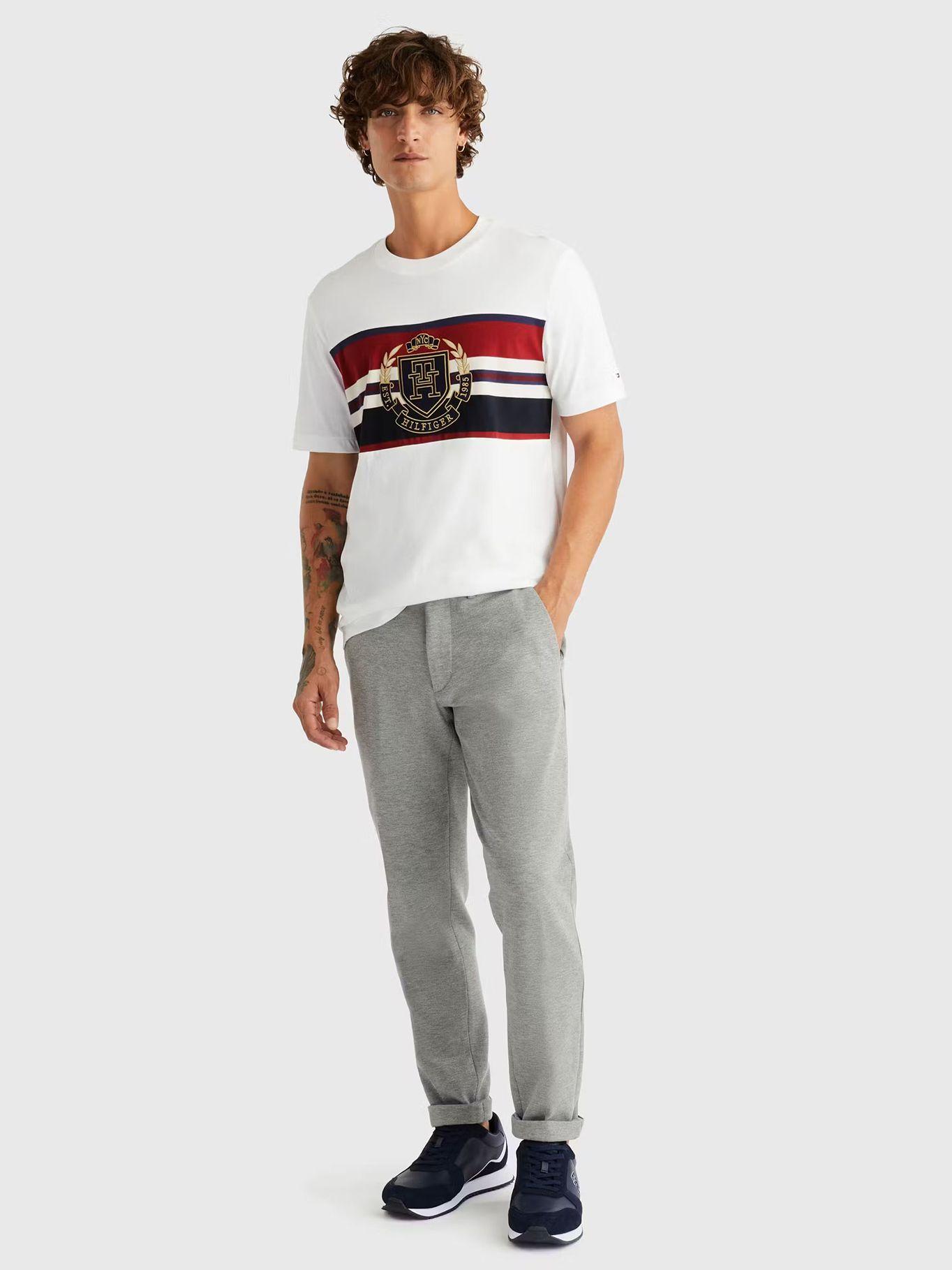 Polera Icon Crest Stripe Logo Blanco Tommy Hilfiger-1