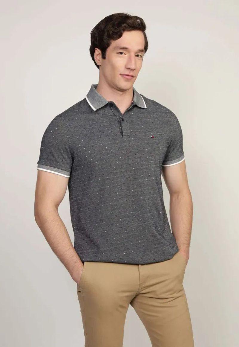 Polo Inter Micropatern Regular Fit Gris Tommy Hilfiger-0