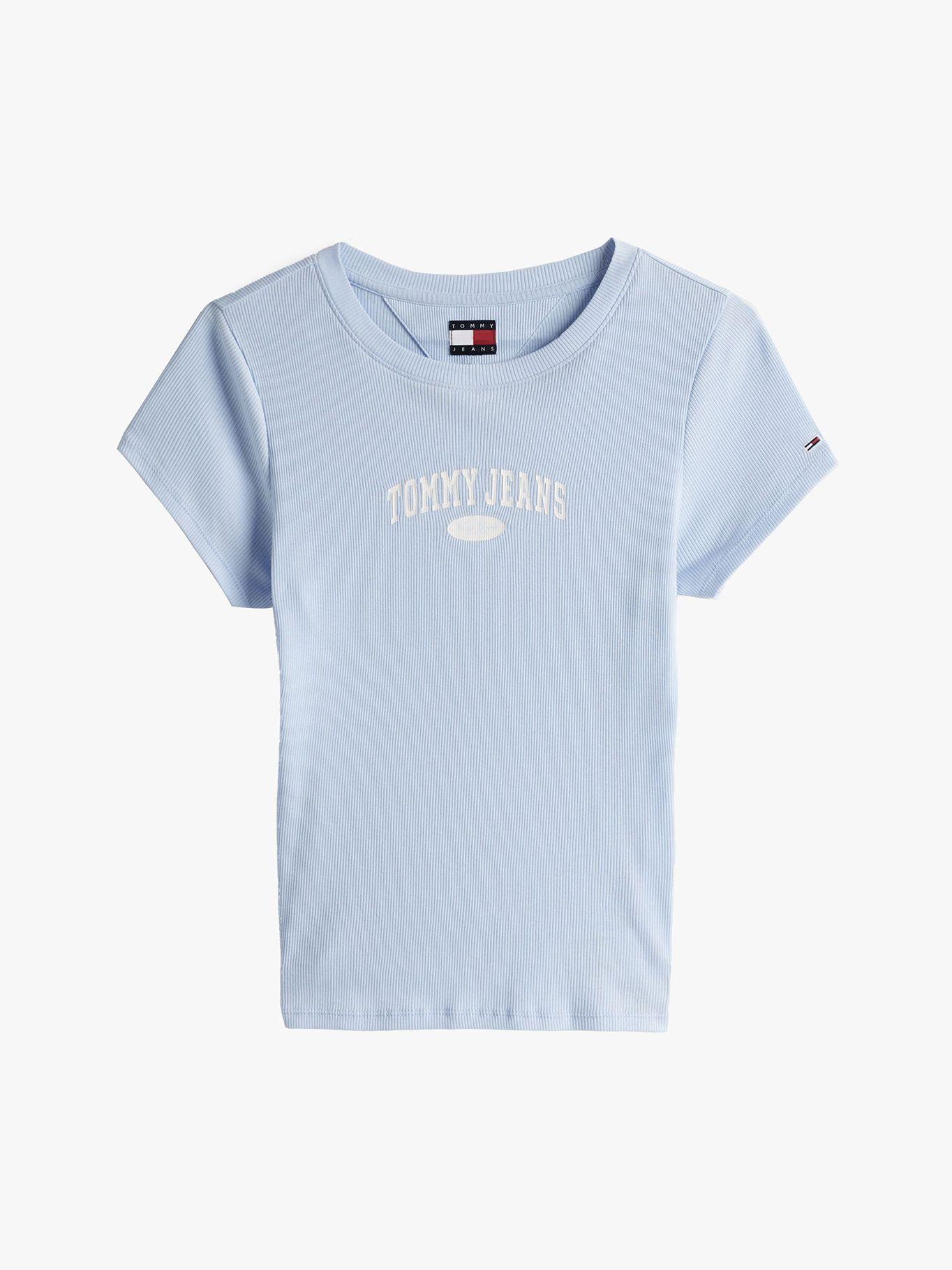 Polera Varsity Acanalada Slim Fit Celeste Tommy Jeans-4