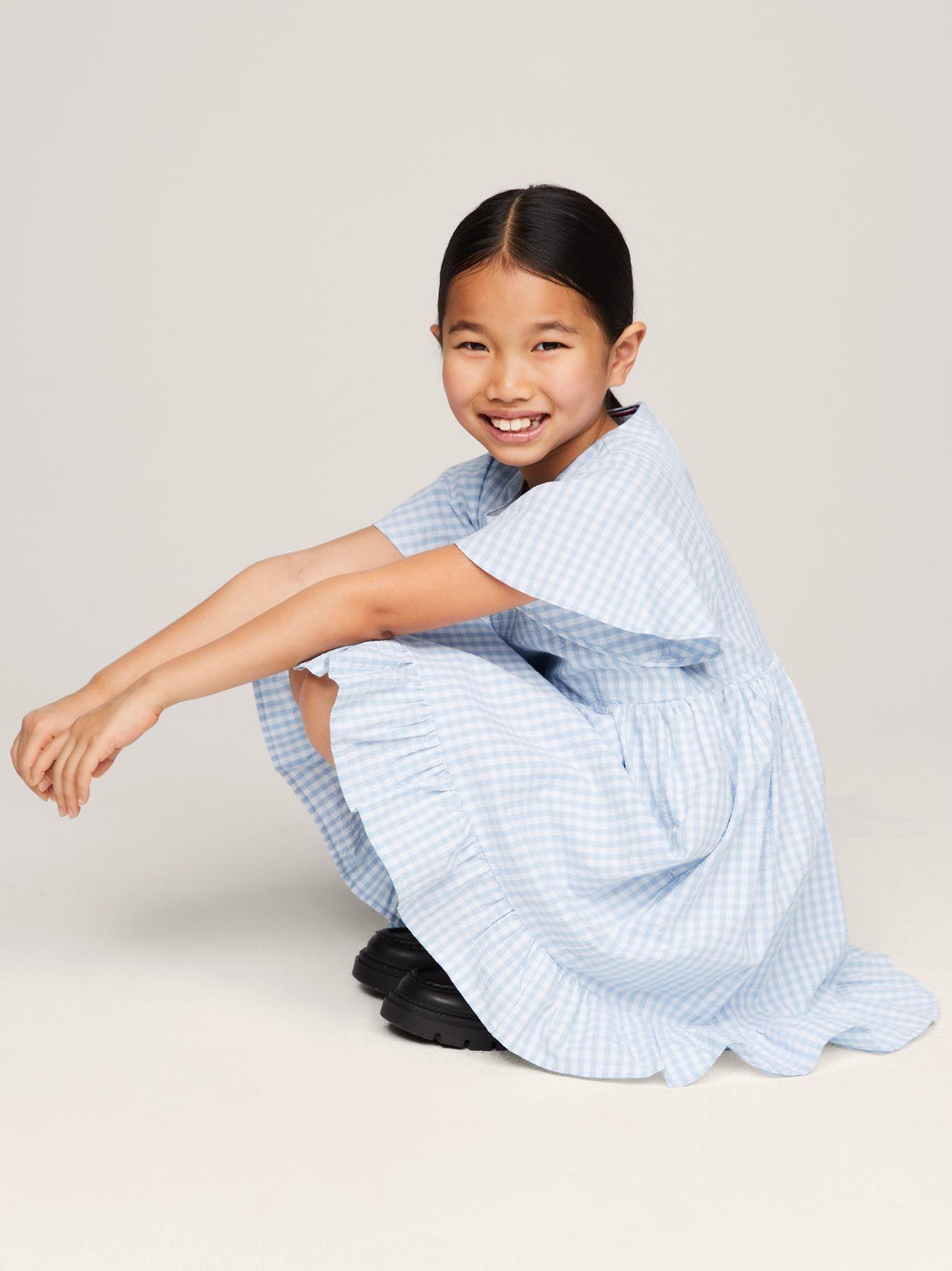 Vestido A De Cuadros Vichy Celeste Tommy Hilfiger-3