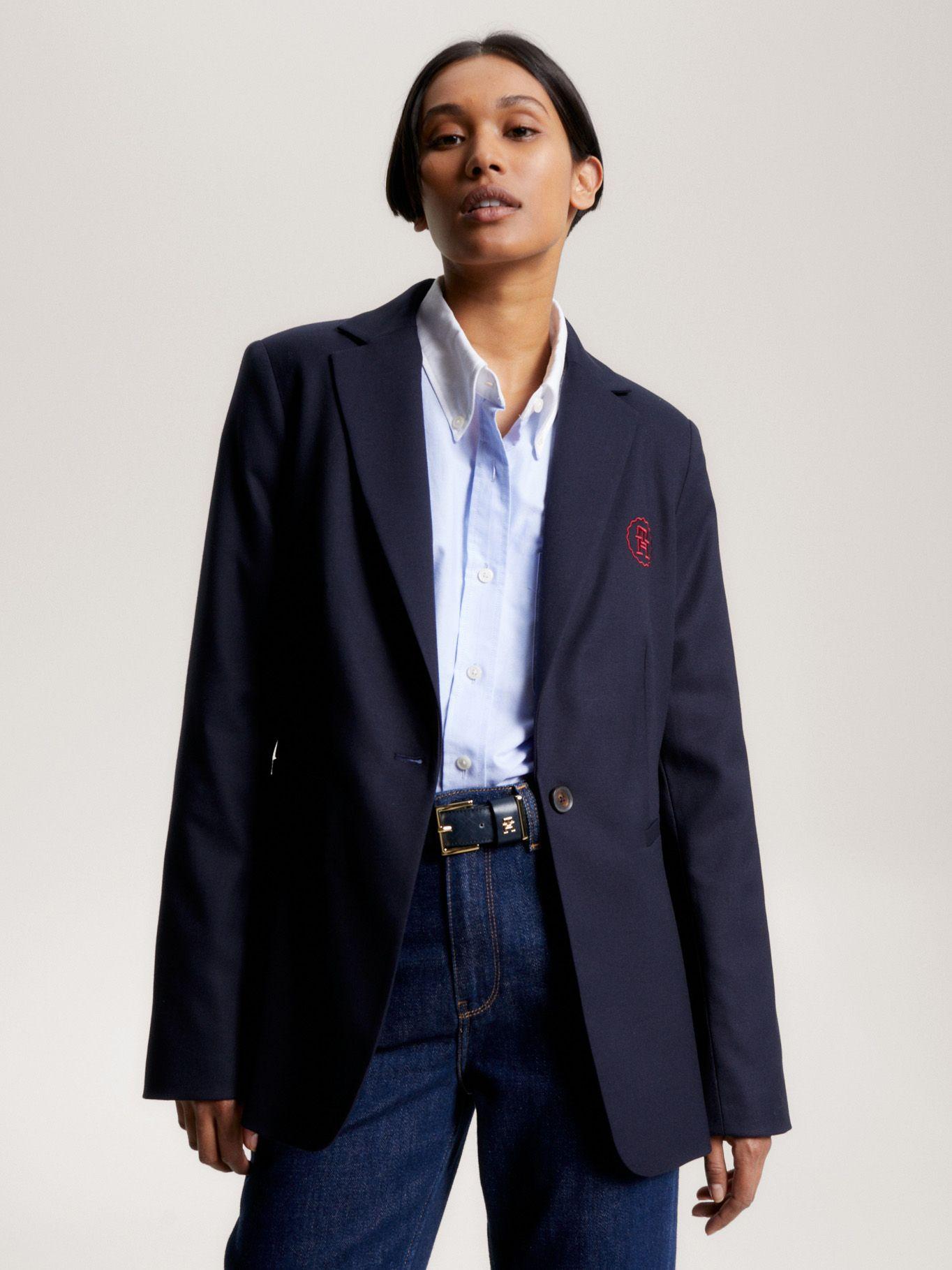 Blazer Monogram Regular Fit Azul Tommy Hilfiger-0