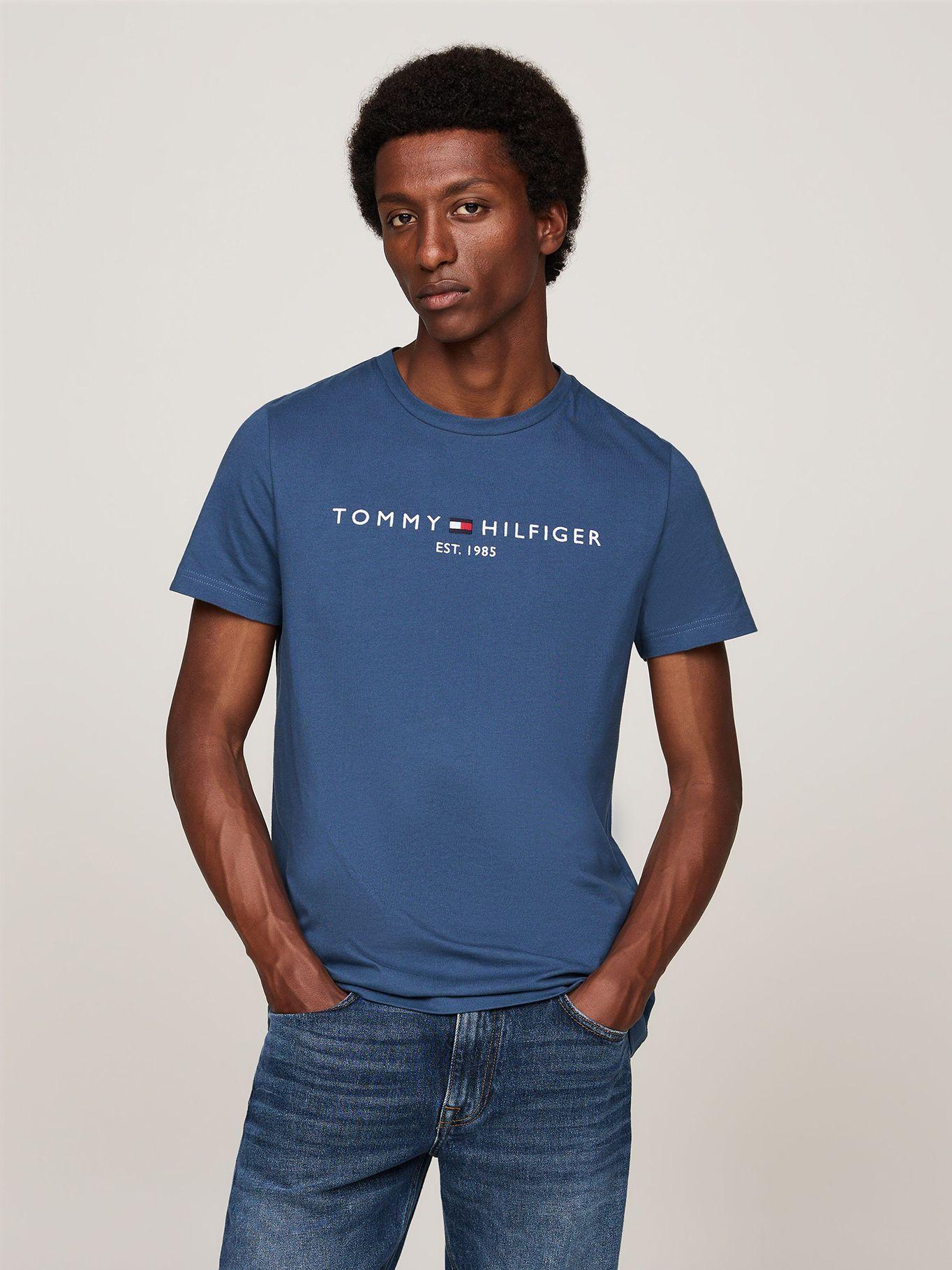 Polera Organic Cotton de Logo Slim Azul Tommy Hilfiger-0