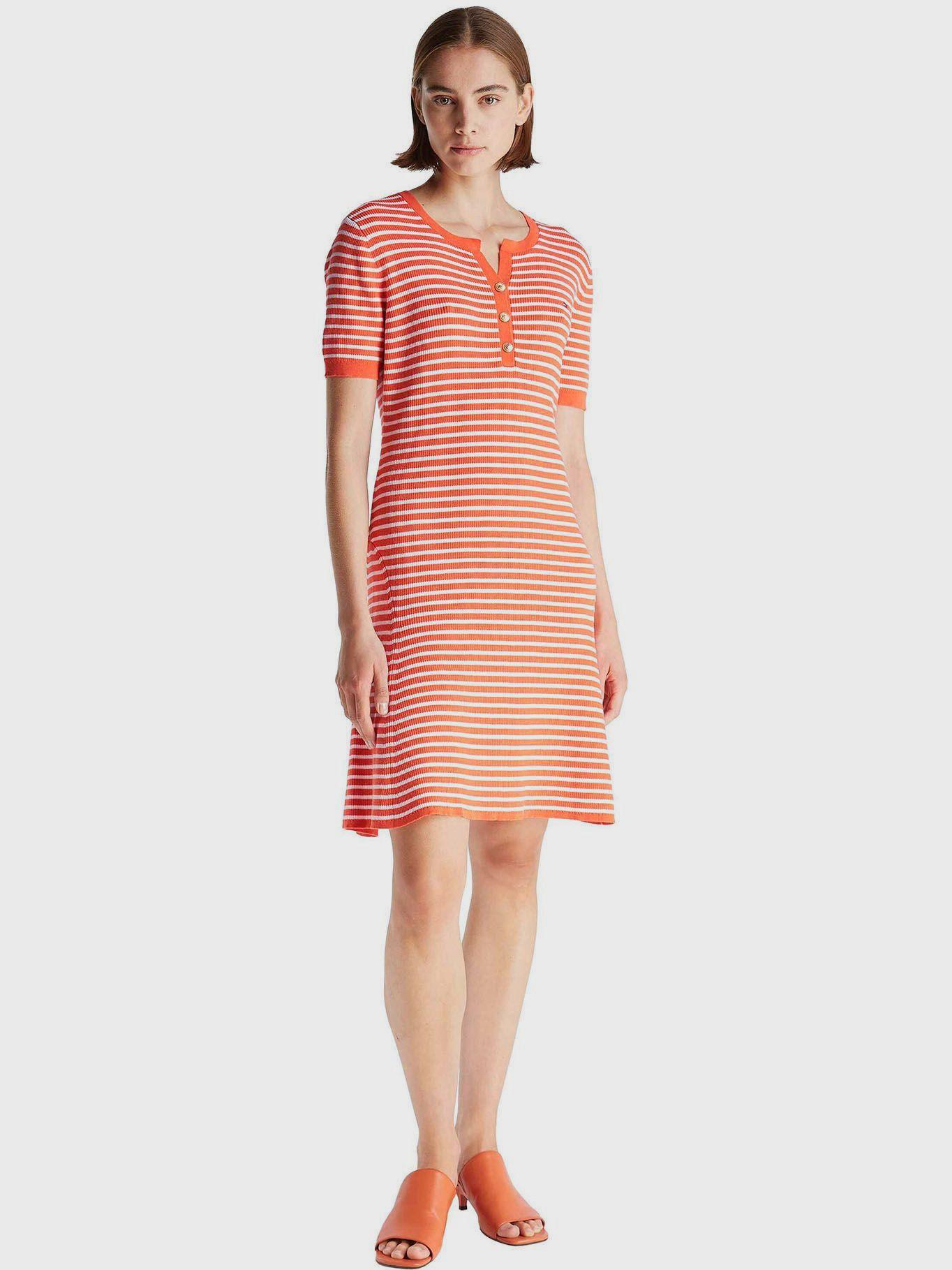 Vestido De Rayas Con Logo Naranjo Tommy Hilfiger-0