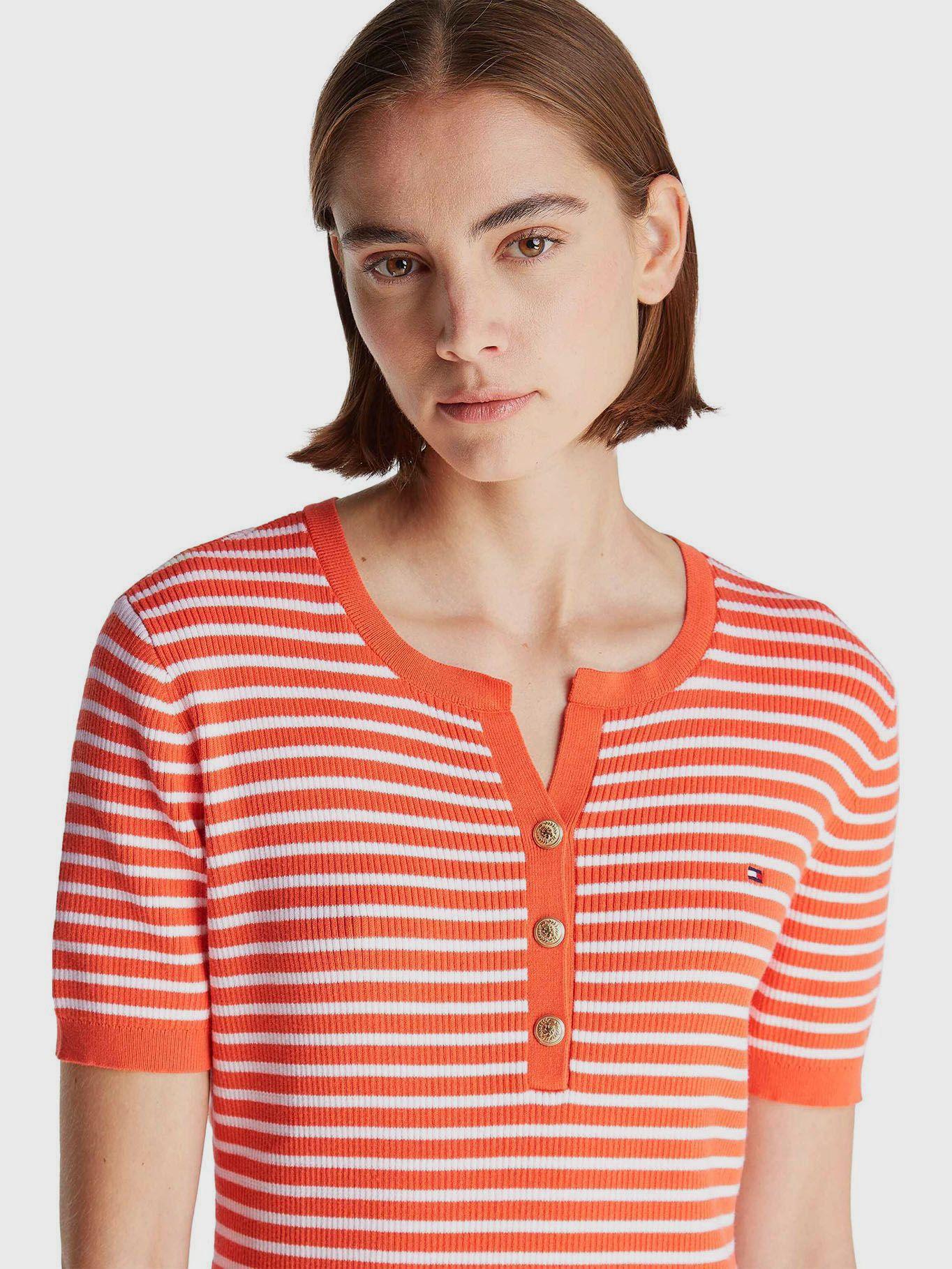 Vestido De Rayas Con Logo Naranjo Tommy Hilfiger-2