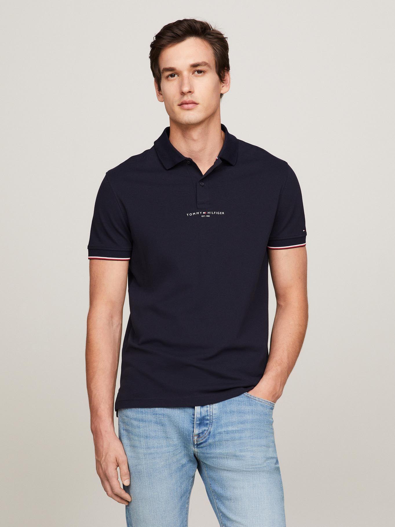 Polo Con Mangas Ribeteadas Azul Tommy Hilfiger-0