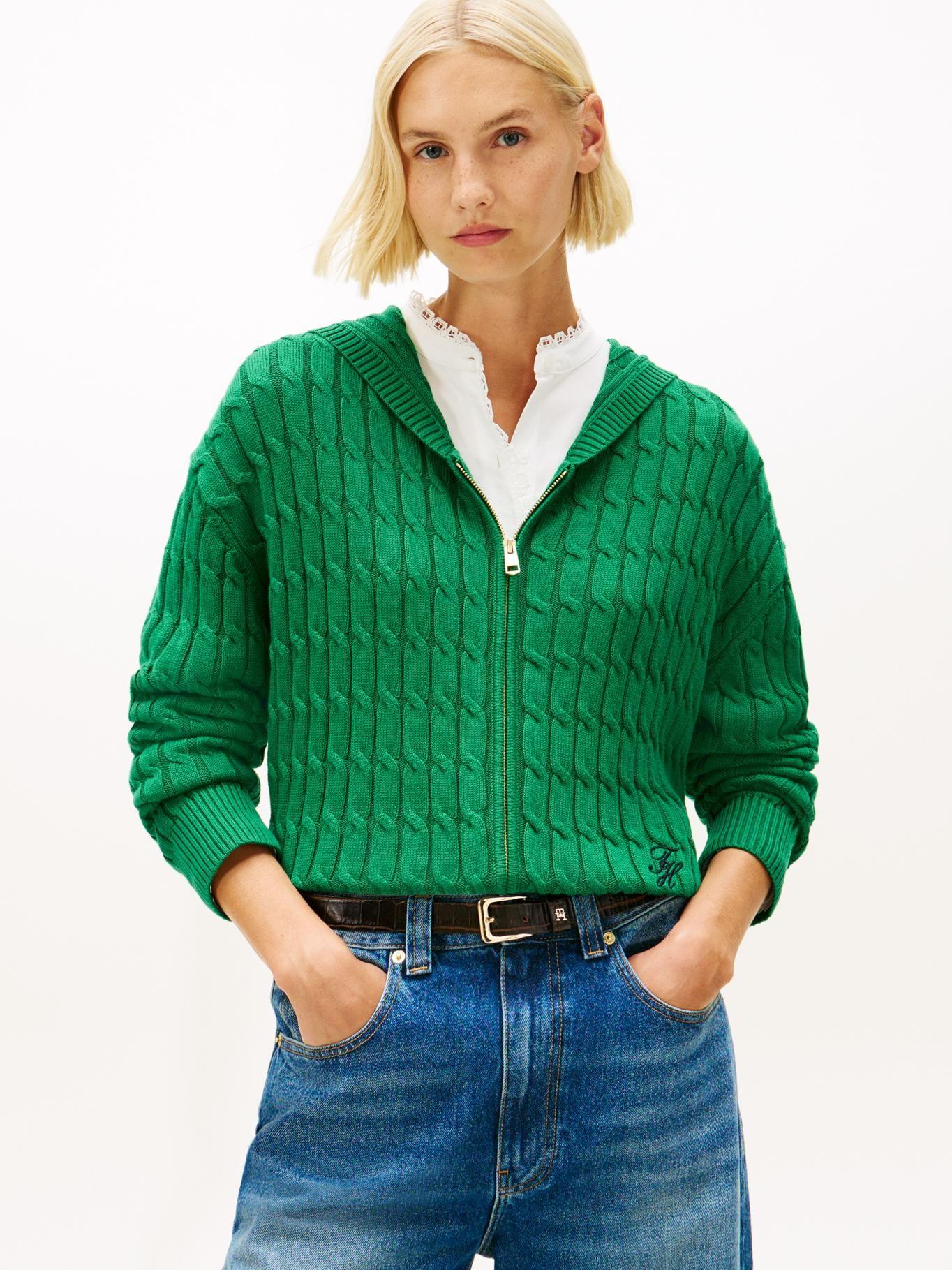 Sweater Hoodie Tejido Cableado Tommy Hilfiger Verde-0