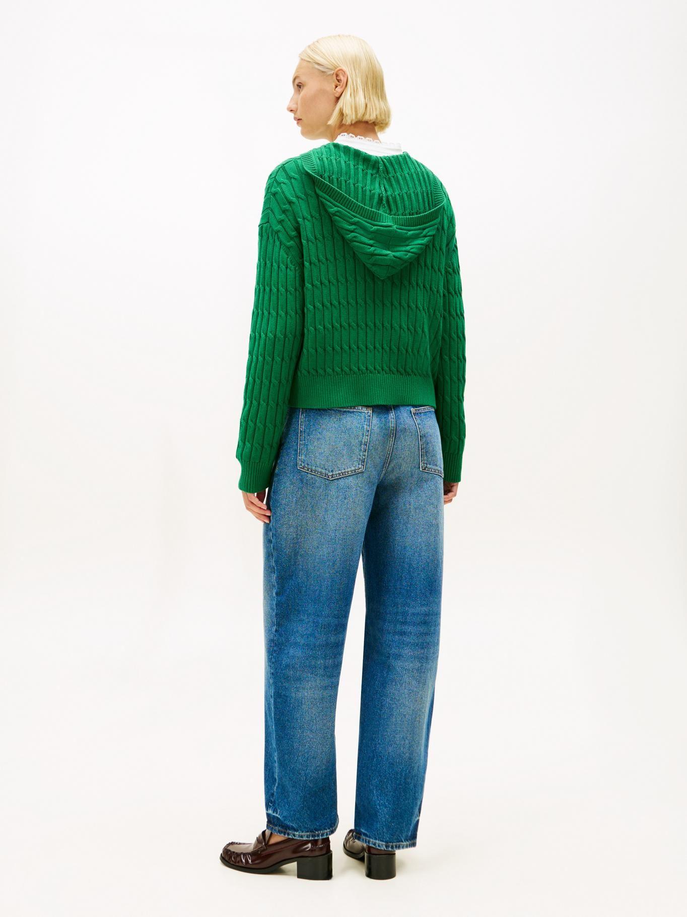 Sweater Hoodie Tejido Cableado Tommy Hilfiger Verde-2
