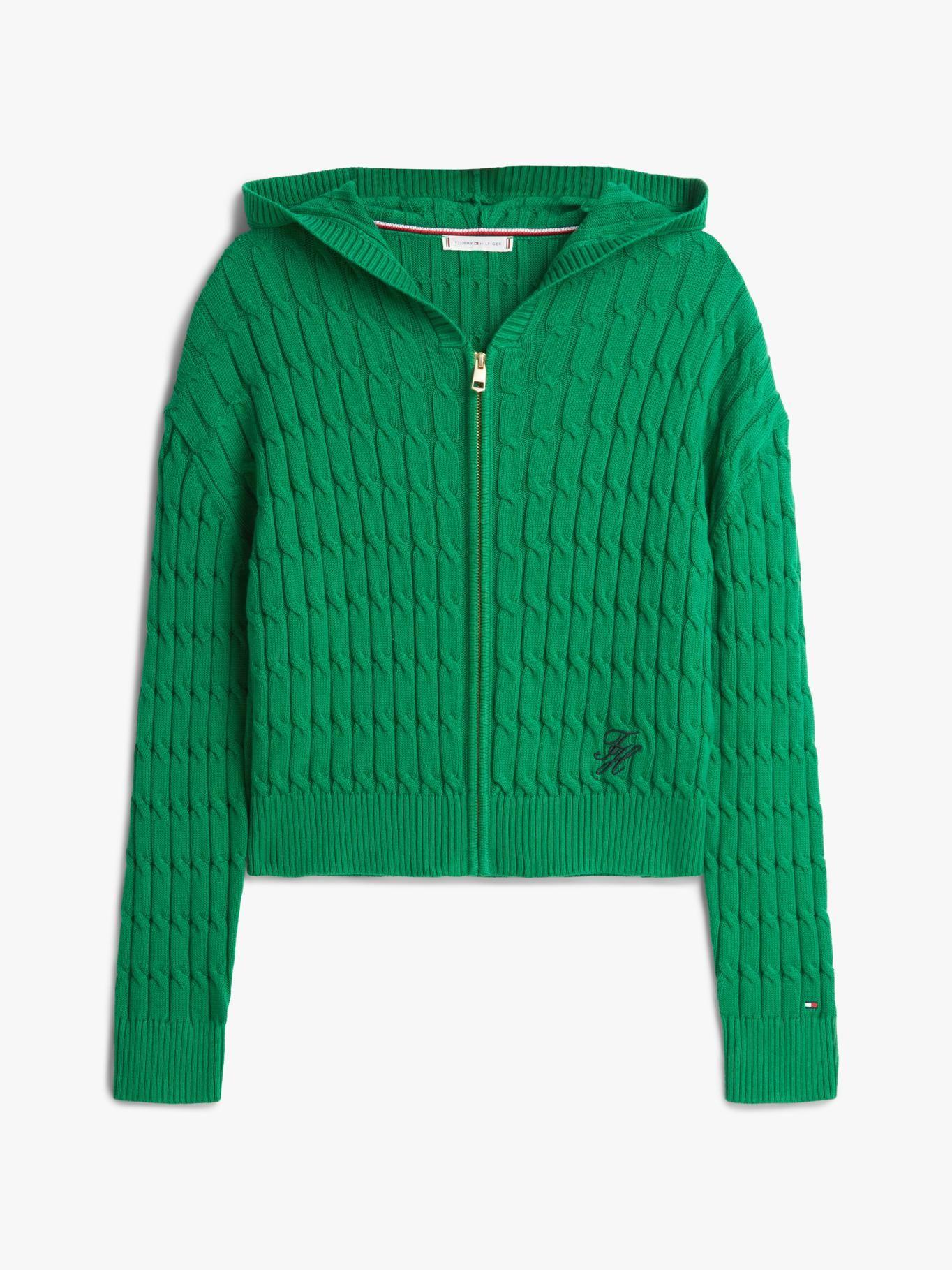 Sweater Hoodie Tejido Cableado Tommy Hilfiger Verde-4