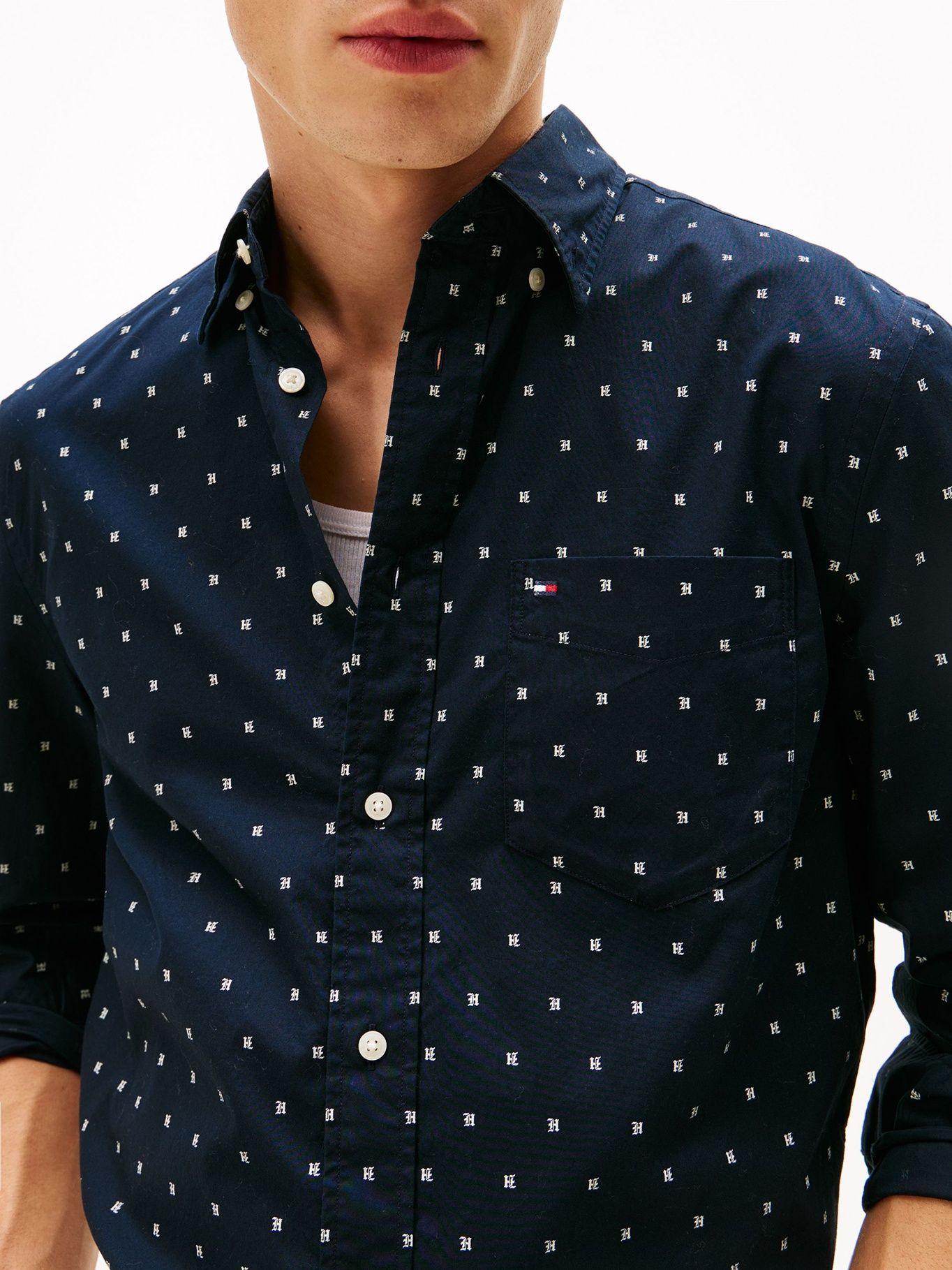 Camisa Small Print Regular Azul Tommy Hilfiger-3