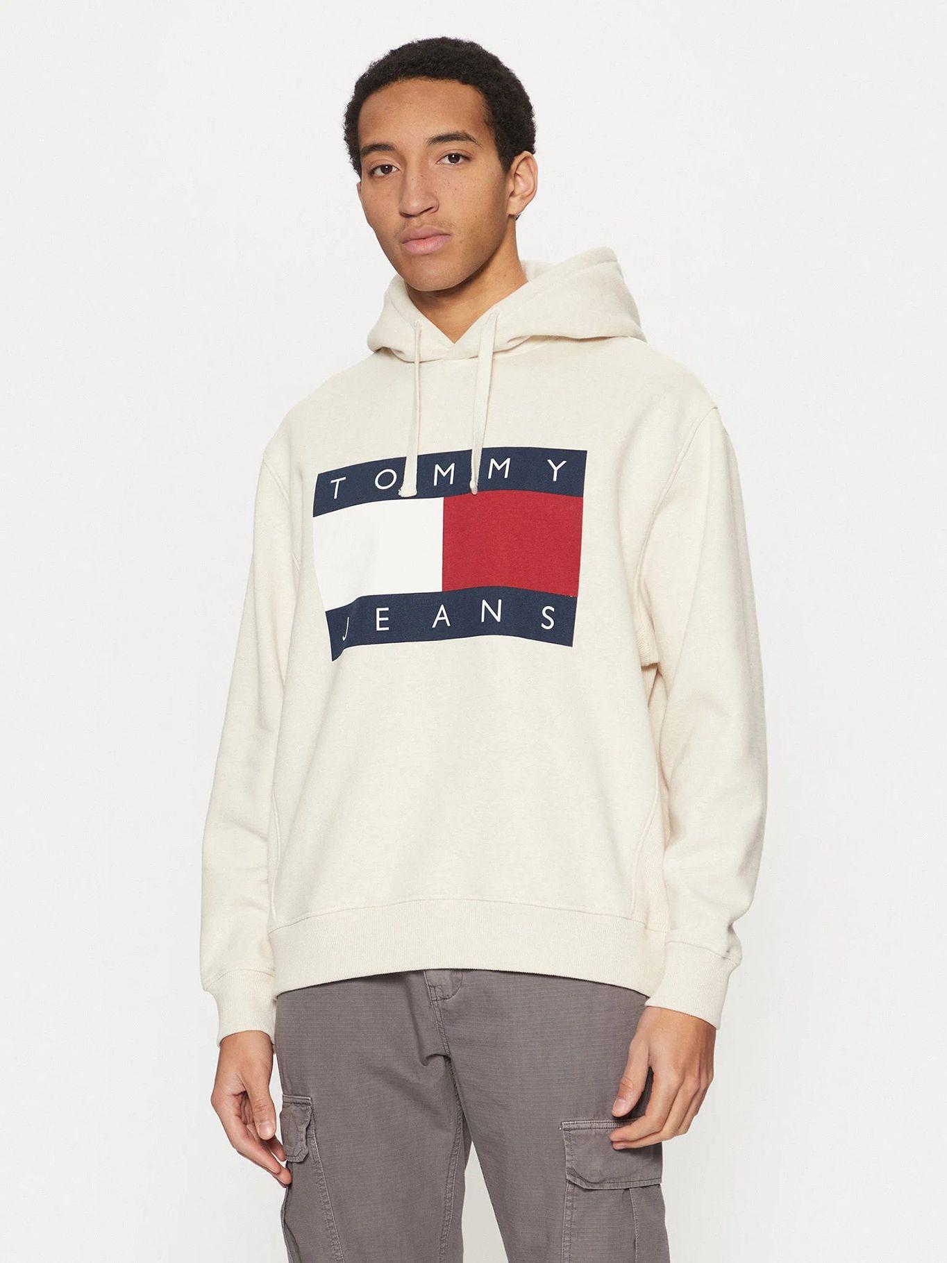 Polerón Hoodie Relaxed Mélange Logo Beige Tommy Jeans-0