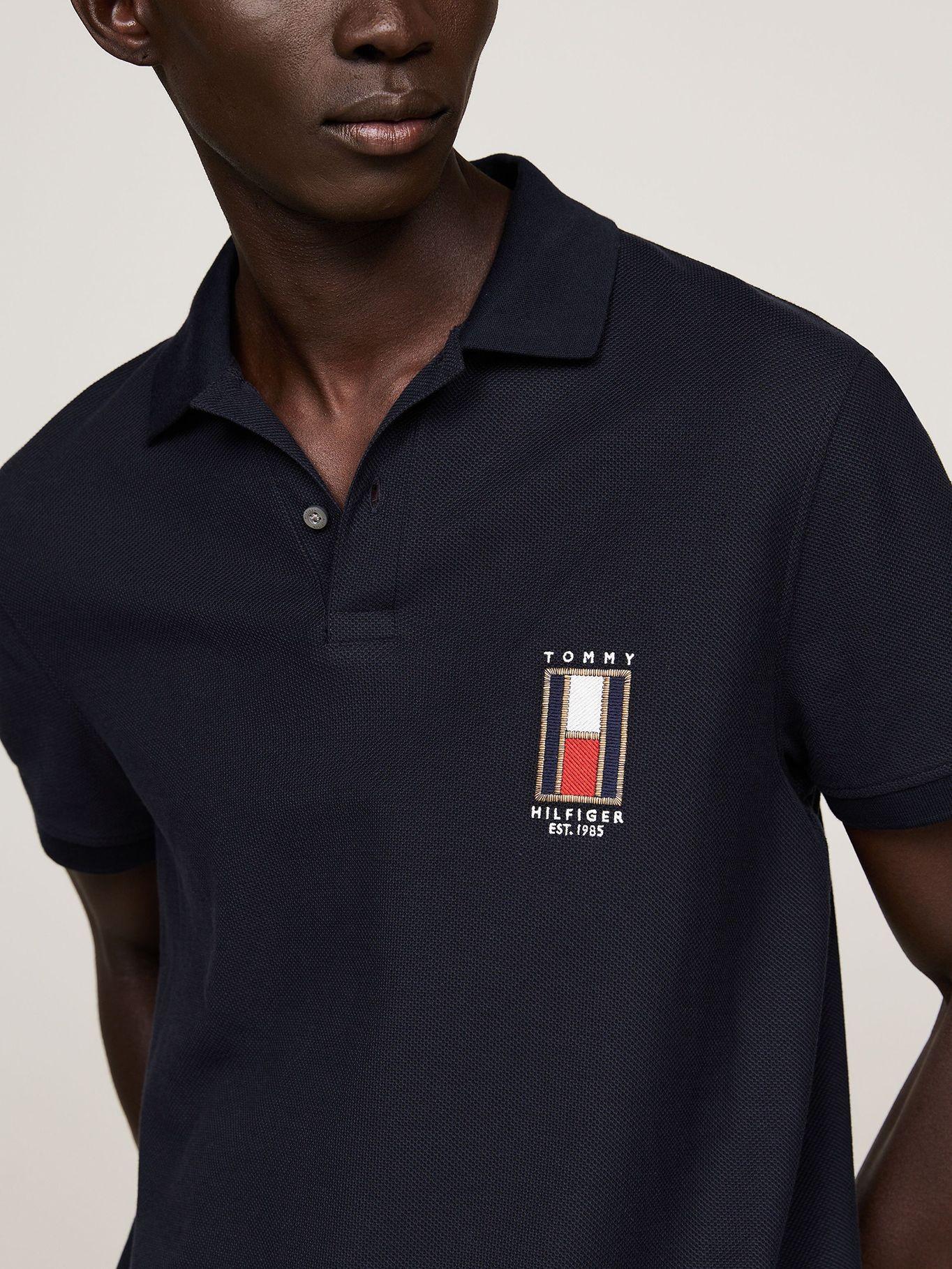 Polo Regular Con Logo Vertical Azul Tommy Hilfiger-3