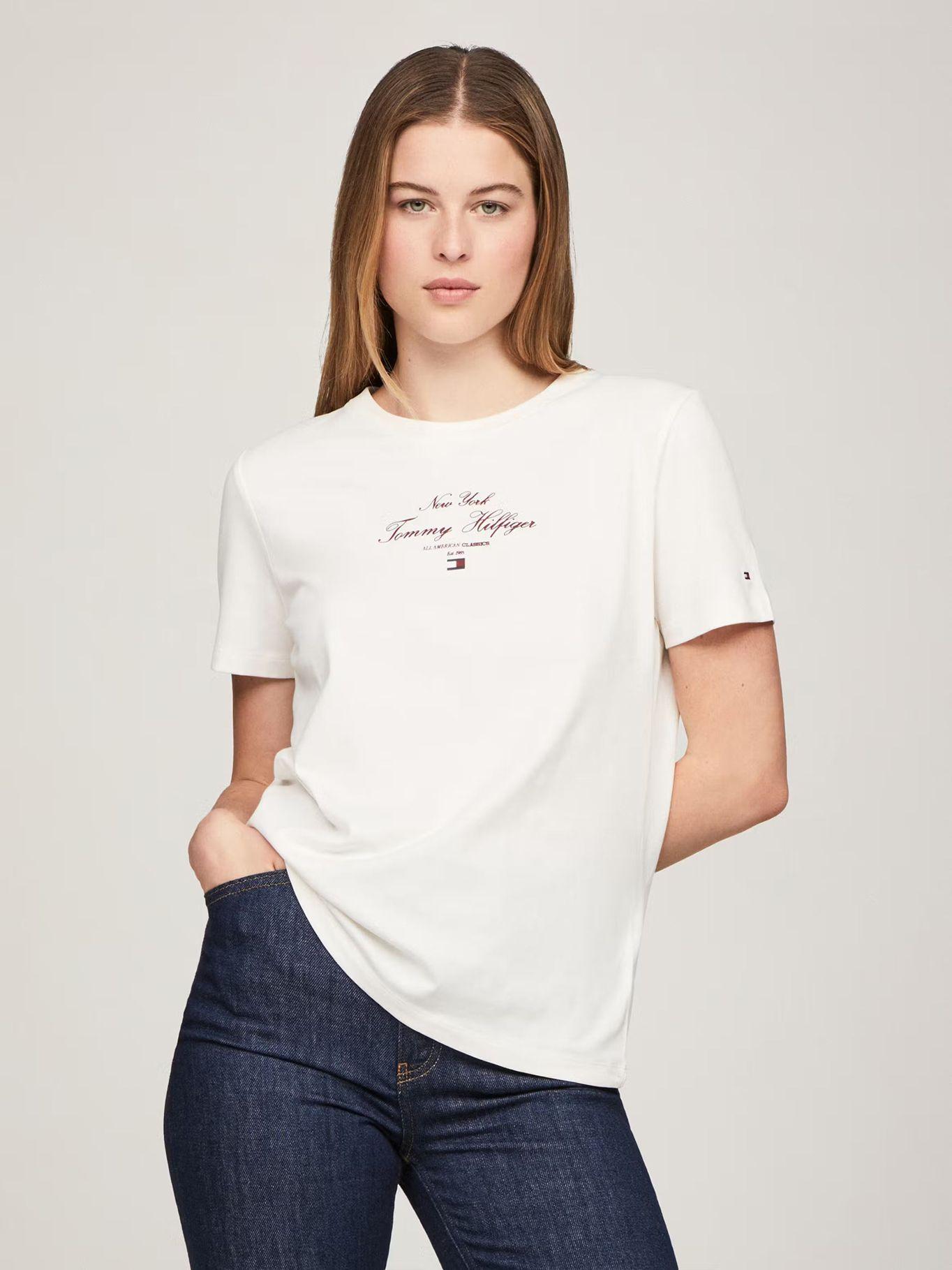 Polera Logo Script Regular Fit Blanco Tommy Hilfiger-0