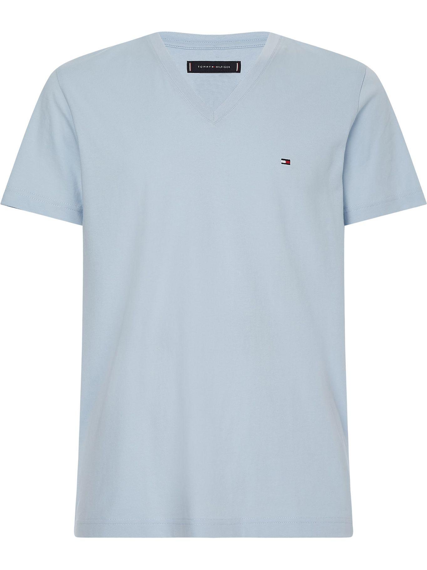 Polera Essential Cotton V-Neck Slim Fit Celeste Tommy Hilfiger-0
