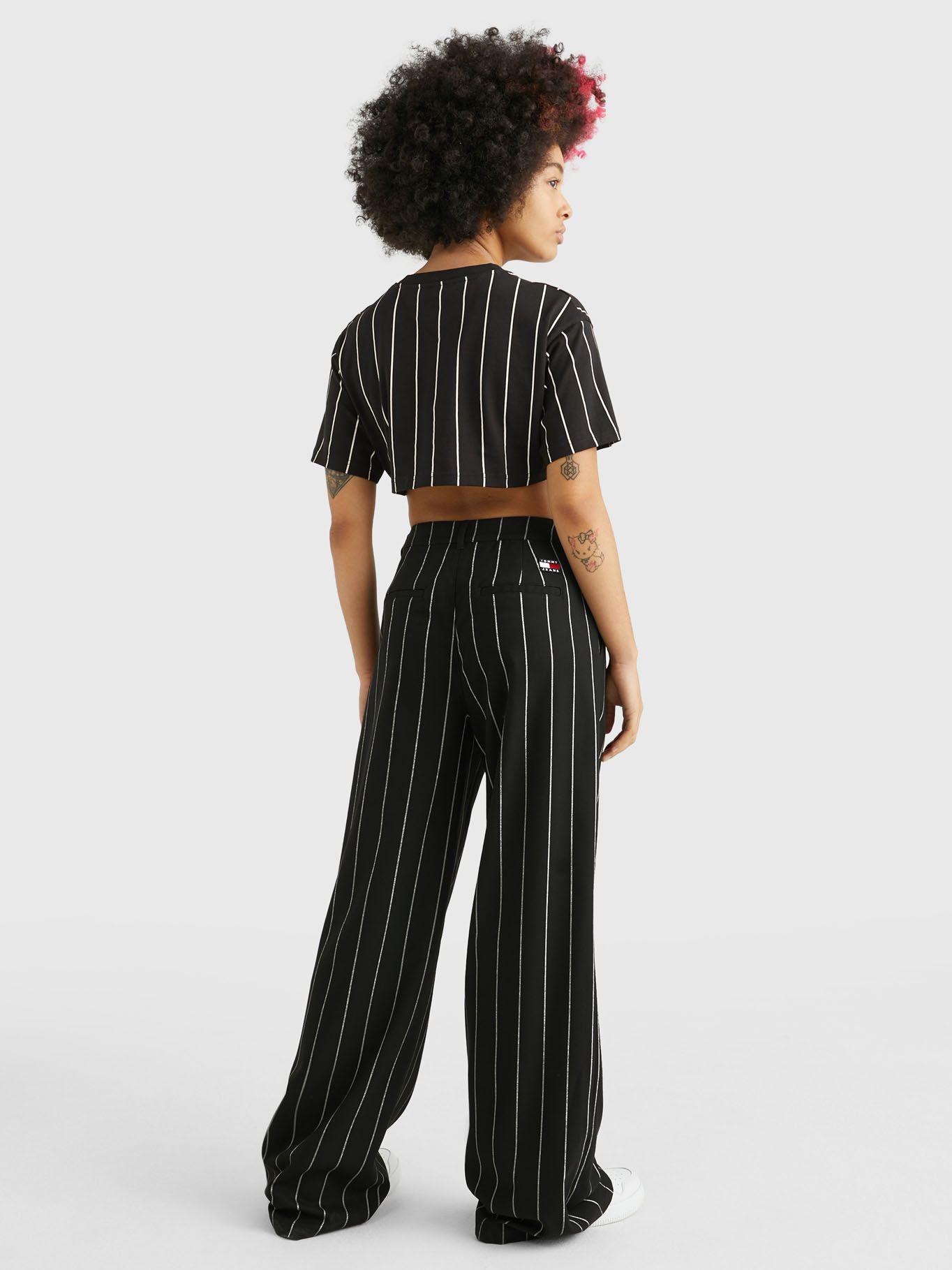 Polera Cropped A Rayas Negro Tommy Jeans-2