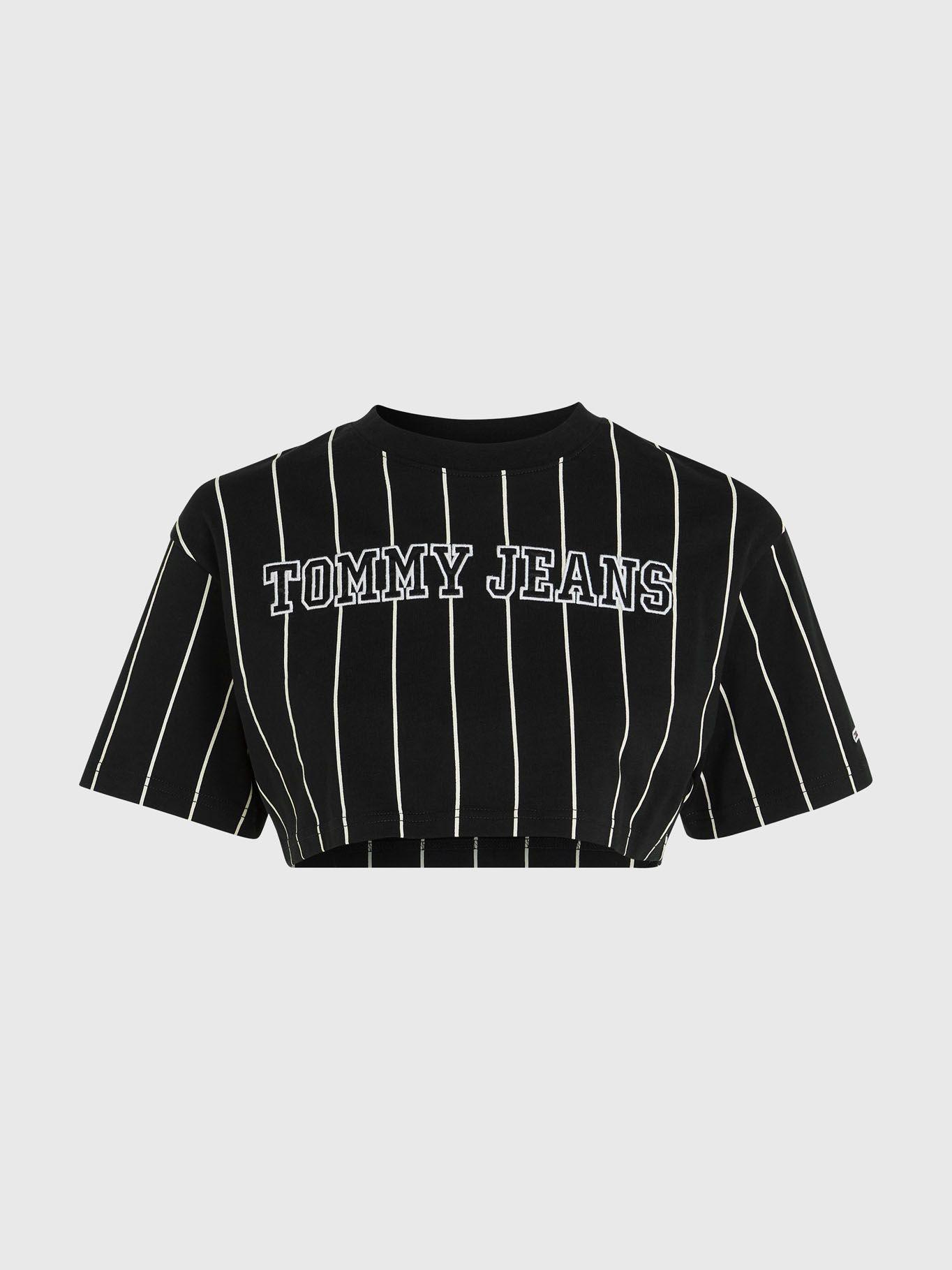 Polera Cropped A Rayas Negro Tommy Jeans-4