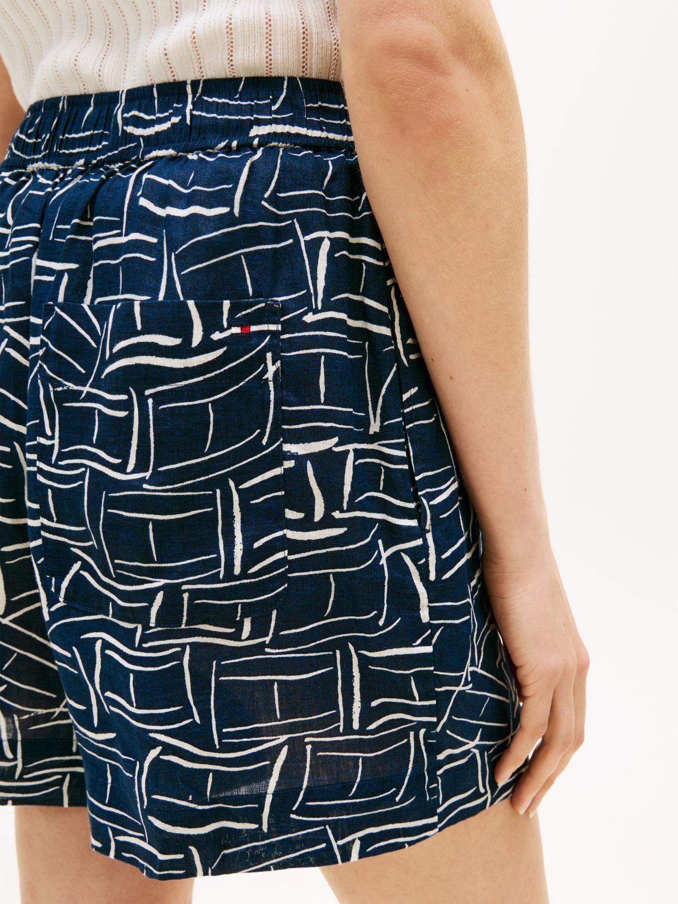 Shorts De Lino Con Logo Bordado-3