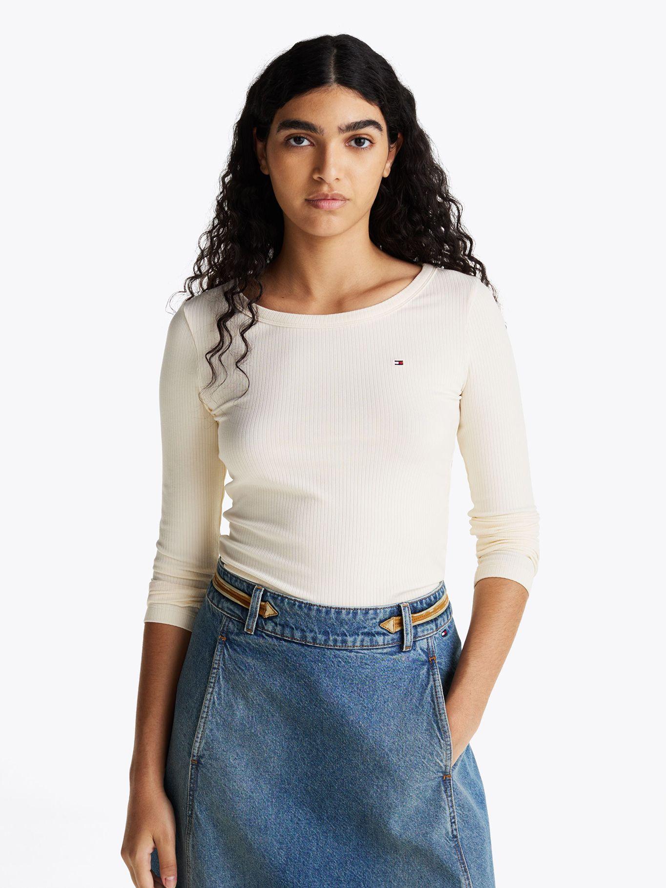 Polera Acanalada Slim AEF Logo Blanco Tommy Hilfiger-0