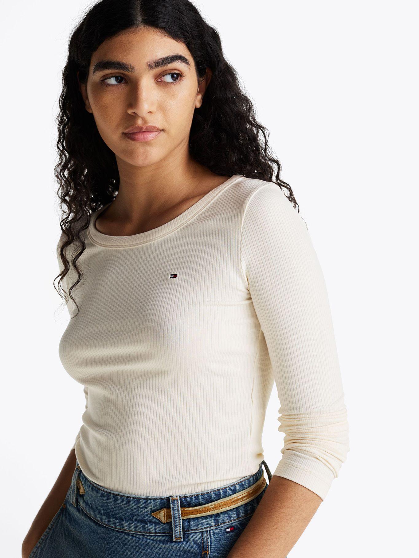 Polera Acanalada Slim AEF Logo Blanco Tommy Hilfiger-3