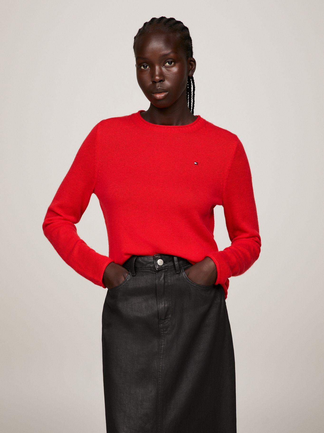 Sweater De Lana Solid Con Logo Rojo Tommy Hilfiger-0