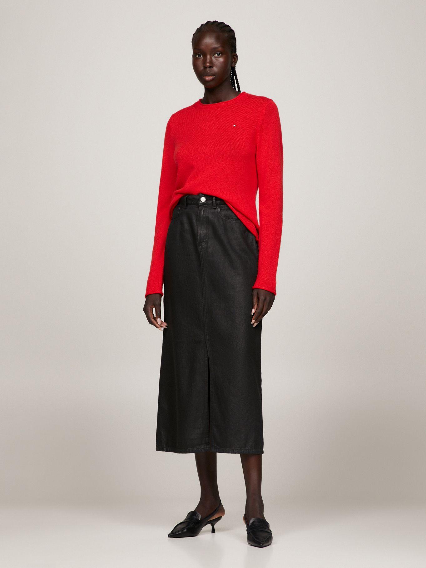 Sweater De Lana Solid Con Logo Rojo Tommy Hilfiger-1