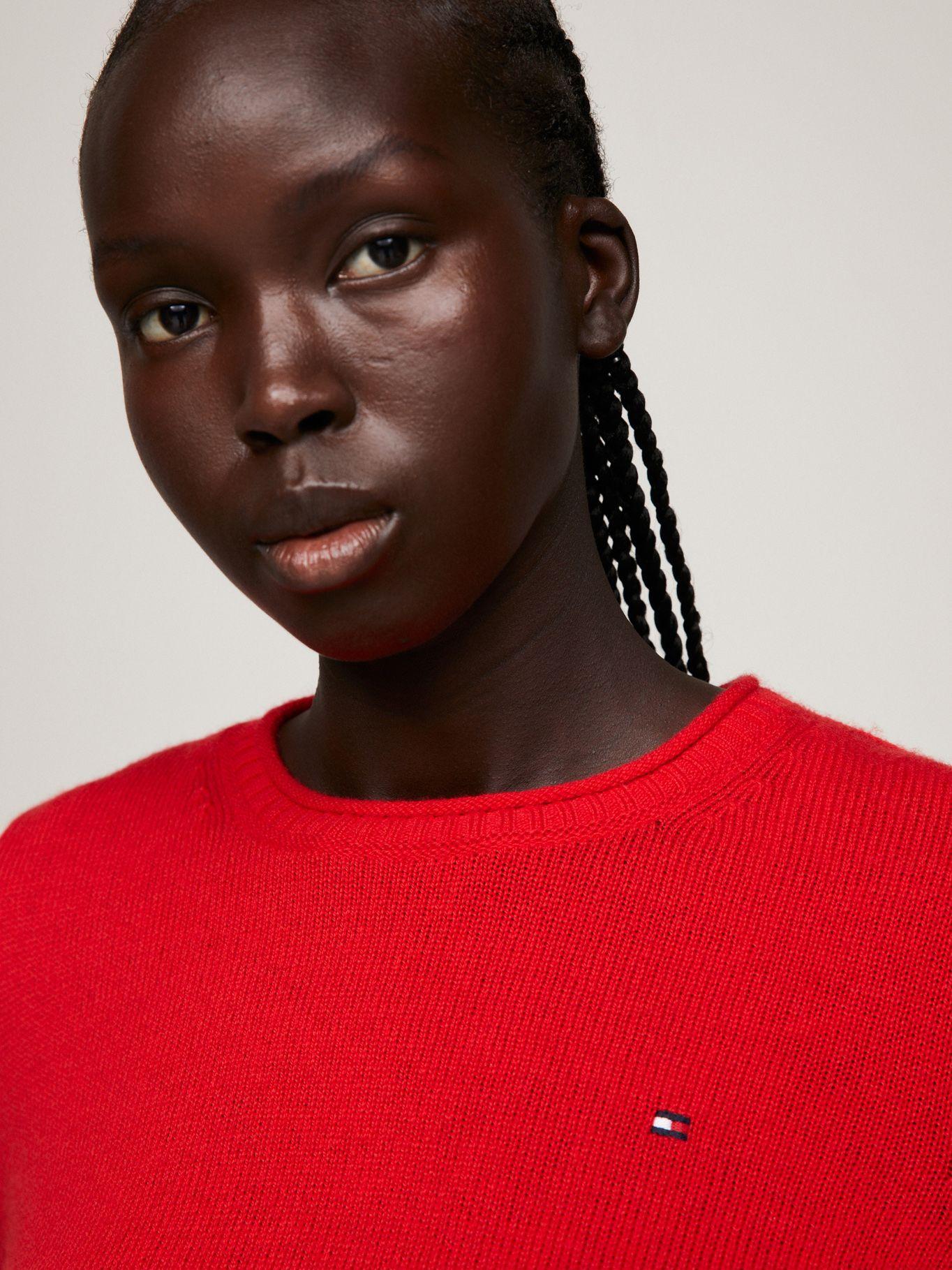 Sweater De Lana Solid Con Logo Rojo Tommy Hilfiger-3
