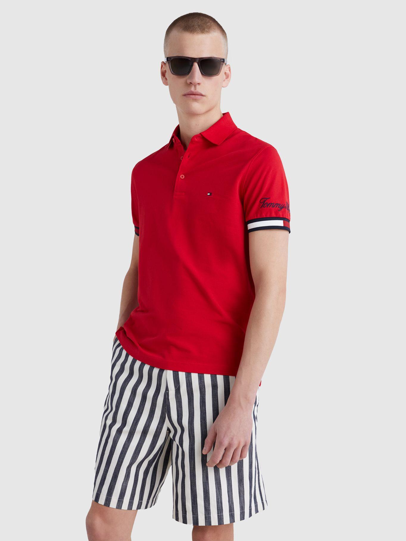 Polo Flag Logo Slim Fit Rojo Tommy Hilfiger-0