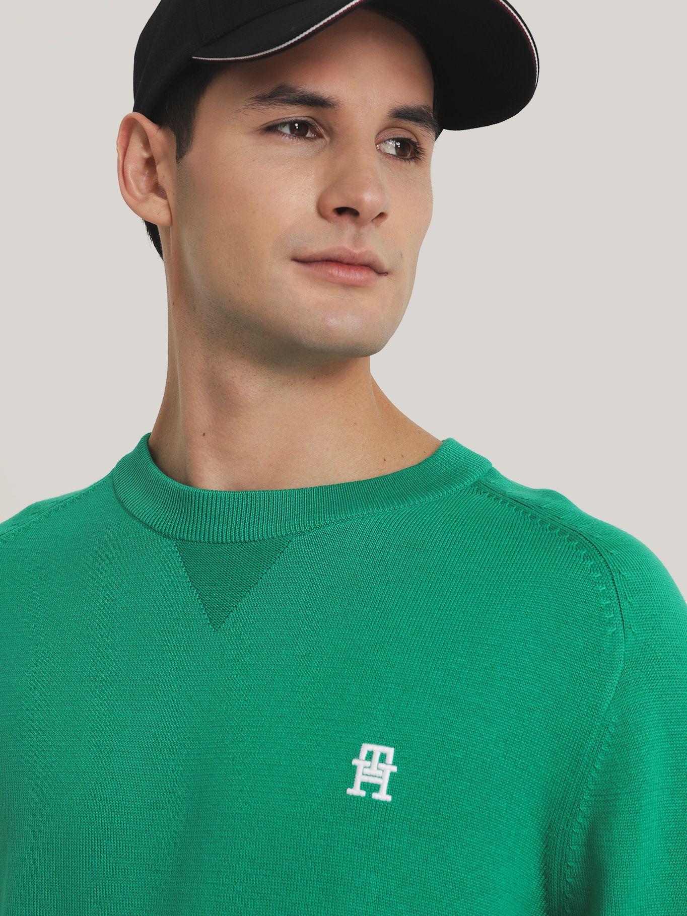 Sweater Relaxed Logo Monogram Verde Tommy Hilfiger-3