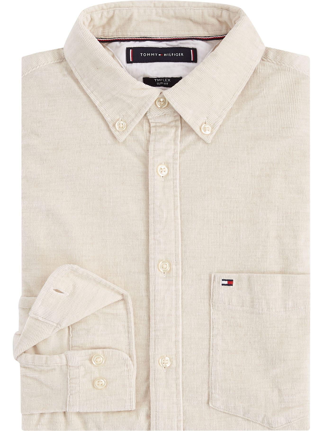 Camisa Flex De Corduroy Slim Fit Beige Tommy Hilfiger-3