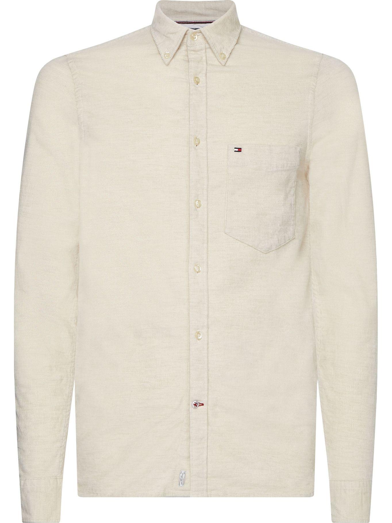 Camisa Flex De Corduroy Slim Fit Beige Tommy Hilfiger-0
