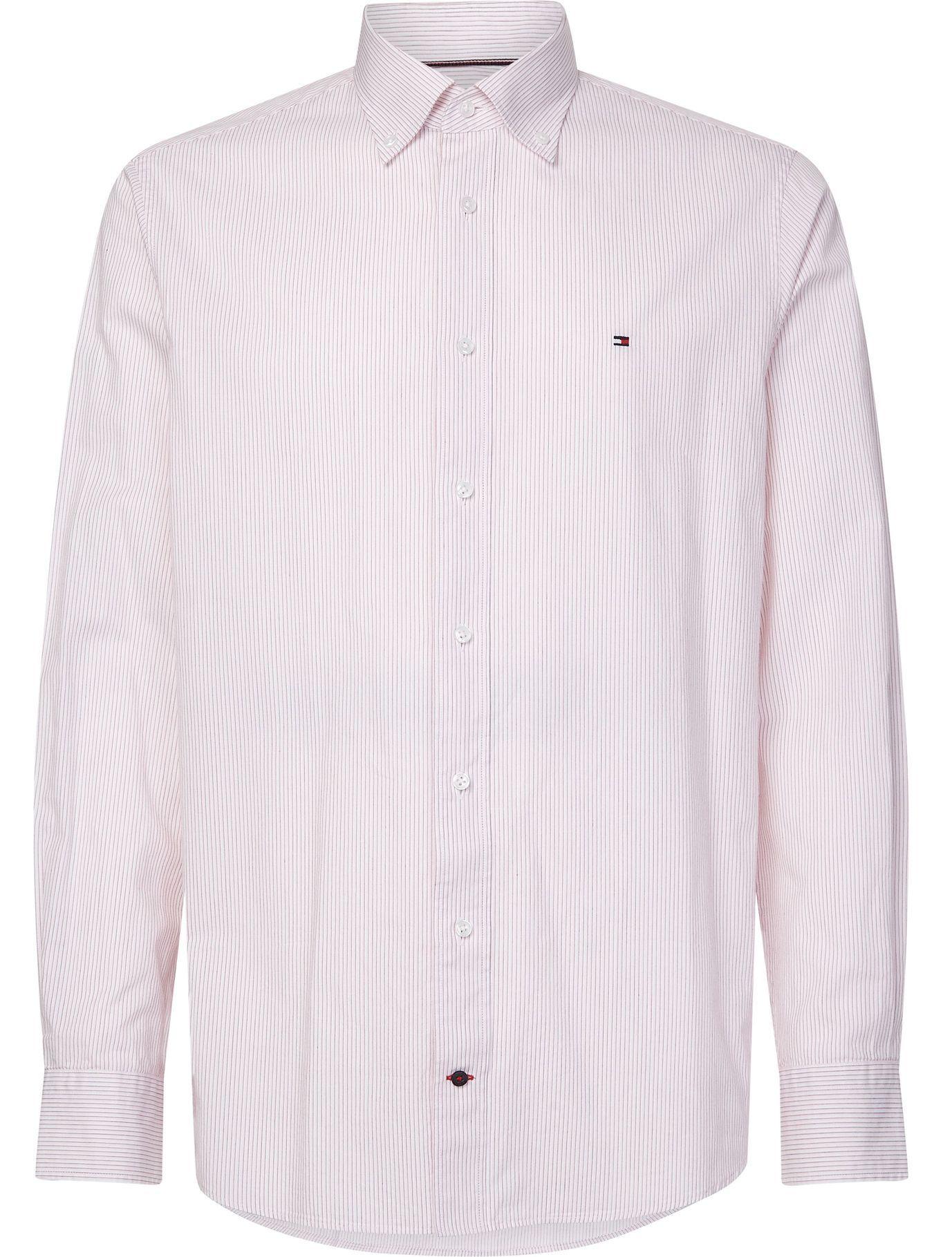Camisa Rayas Finas Regular Fit Rosado Tommy Hilfiger-0