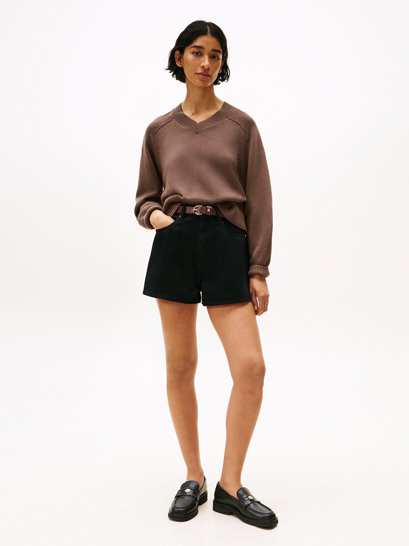 Short Denim Flare Con Logo Negro Tommy Hilfiger-0