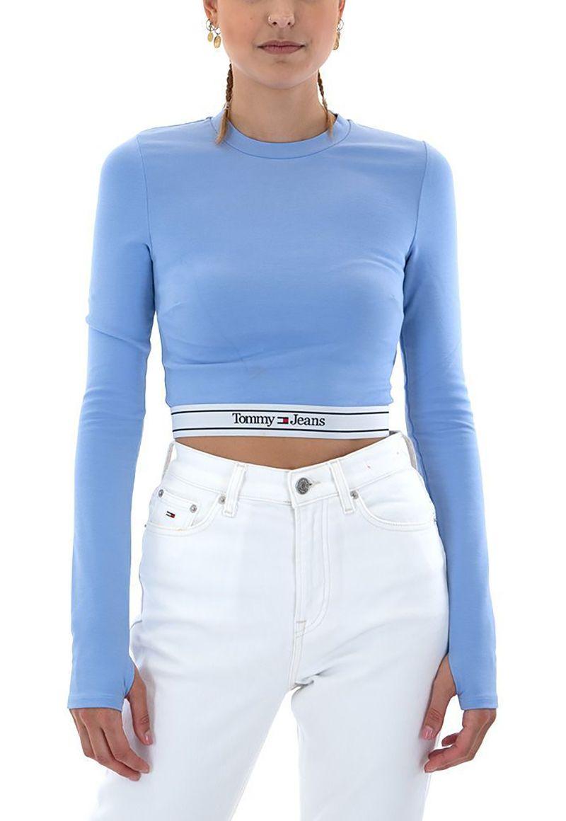 Polera Cropped Con Waistband Morado Tommy Jeans-0