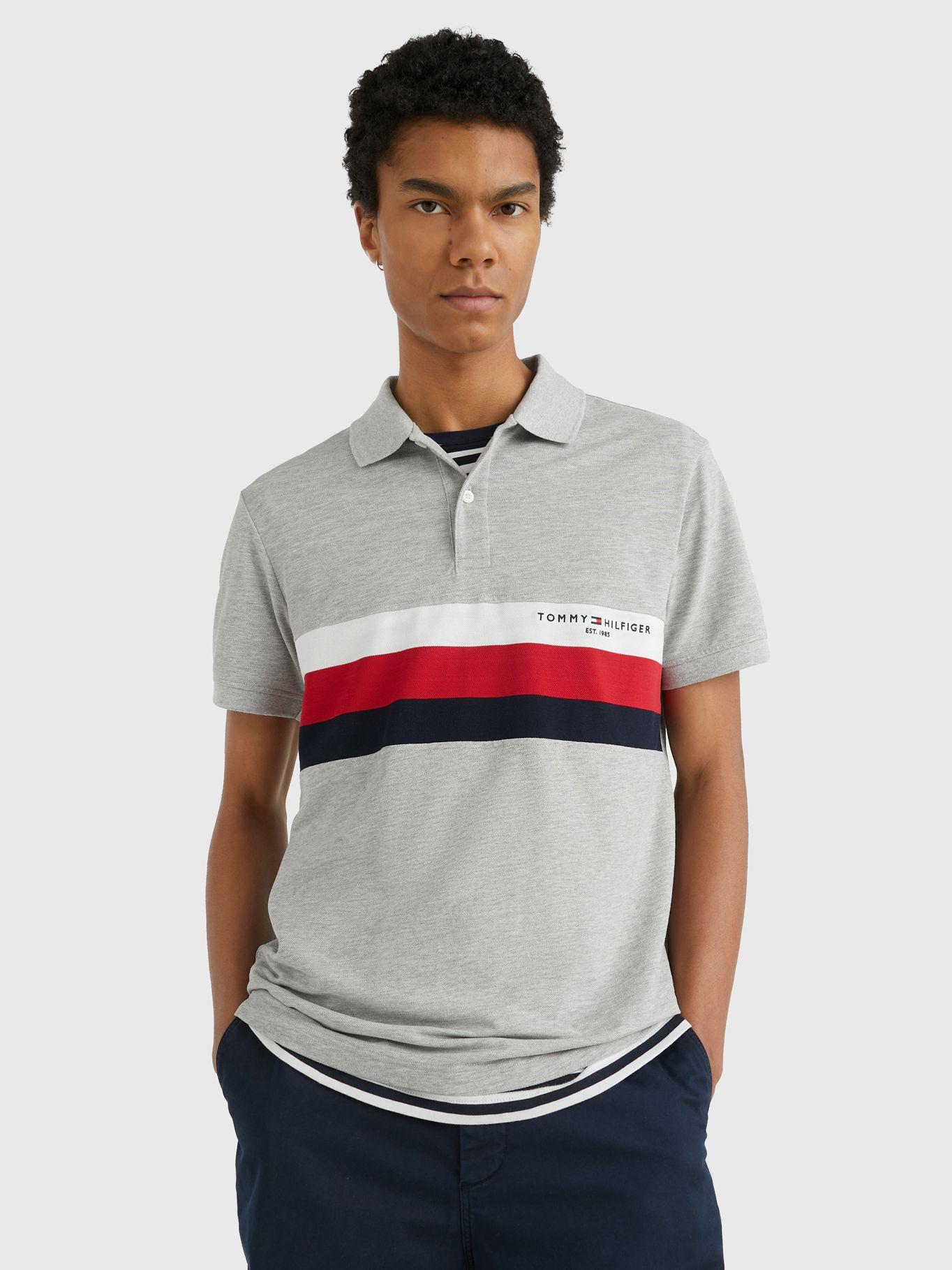 Polo Chest Colourblock Slim Fit Gris Tommy Hilfiger-0