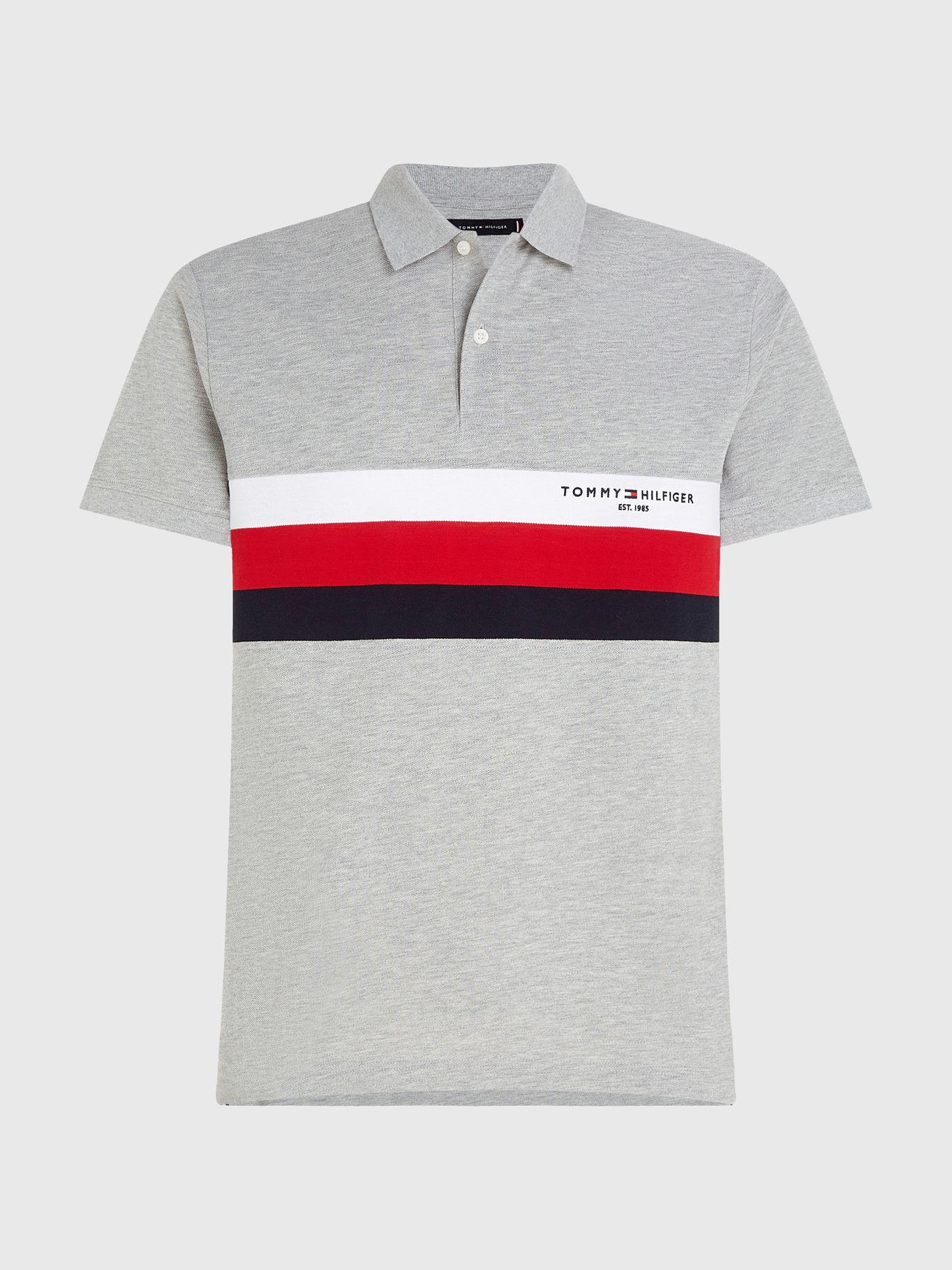 Polo Chest Colourblock Slim Fit Gris Tommy Hilfiger-4