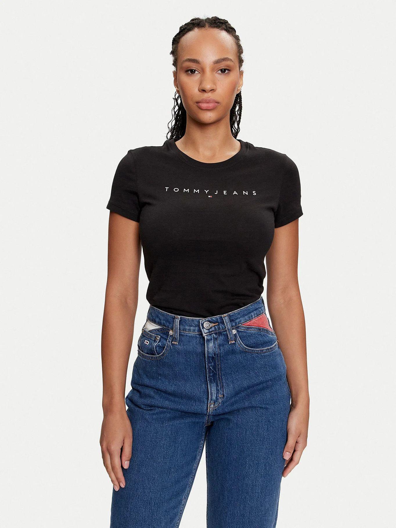 Polera Linear Con Logo Slim Fit Negro Tommy Jeans-0