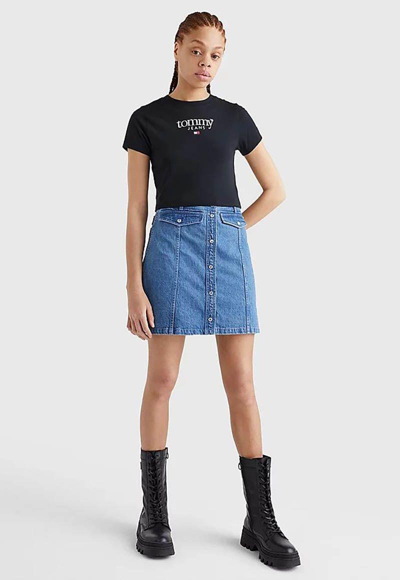 Polera Baby Crop Essential Negro Tommy Jeans-1