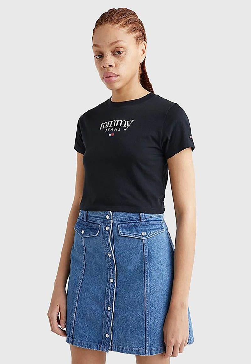 Polera Baby Crop Essential Negro Tommy Jeans-0