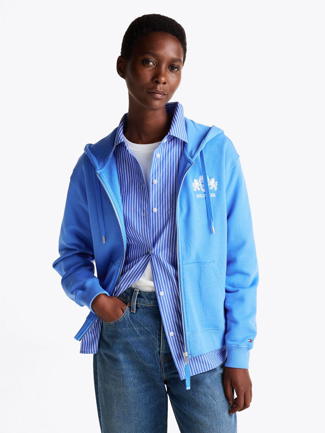 Polerón Hoodie Logo Varsity Con Cierre Celeste Tommy Hilfiger-0