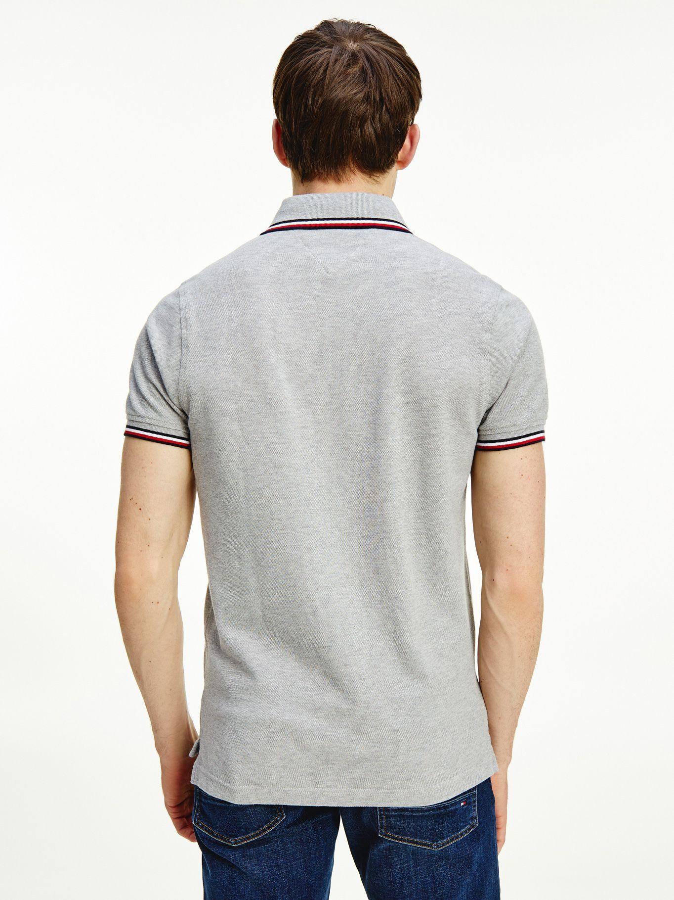 Polo Slim Fit Con Cuello Ribeteado Gris Tommy Hilfiger-1