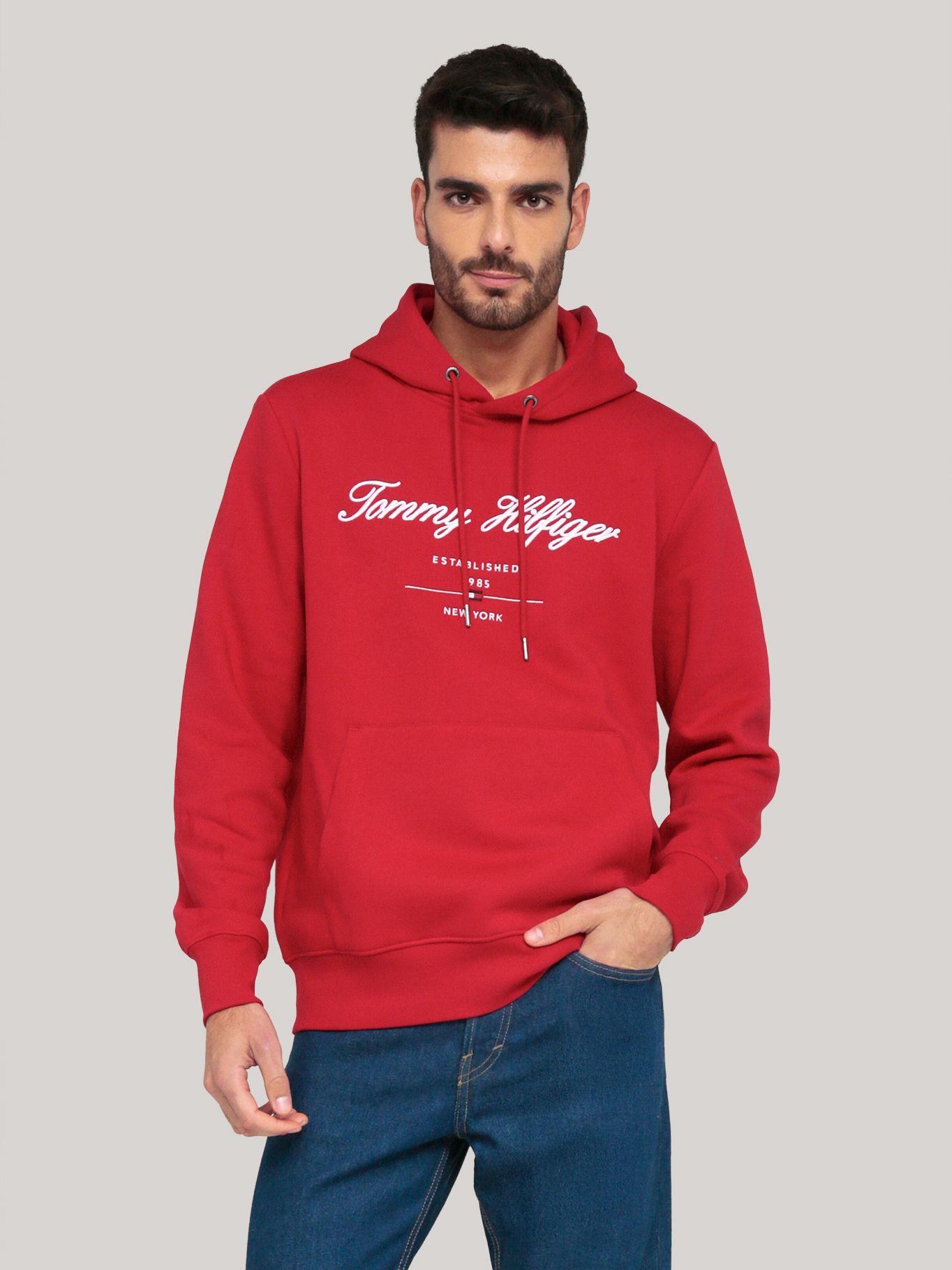 Polerón Hoodie Script Logo Rojo Tommy Hilfiger-0