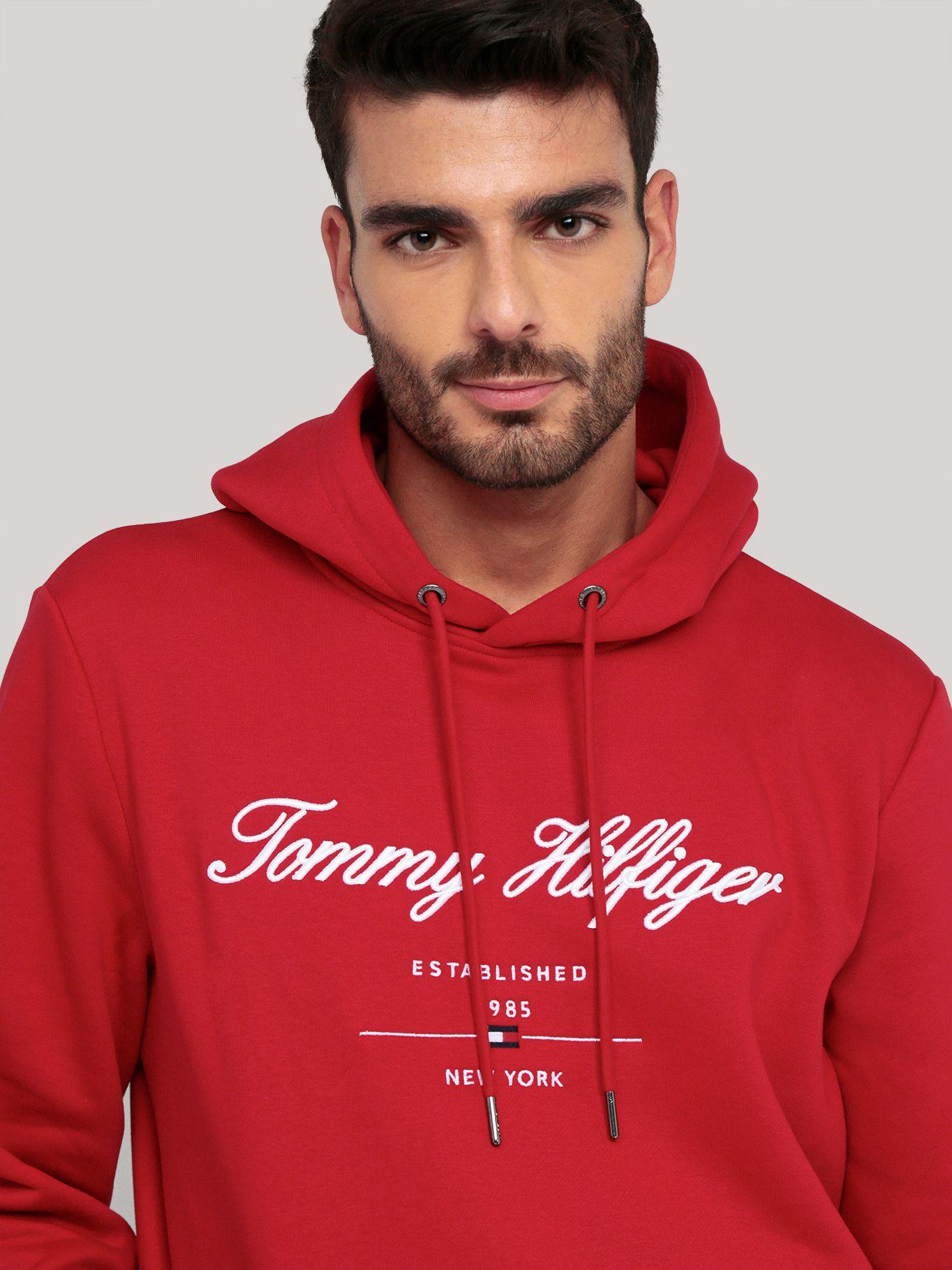 Polerón Hoodie Script Logo Rojo Tommy Hilfiger-4