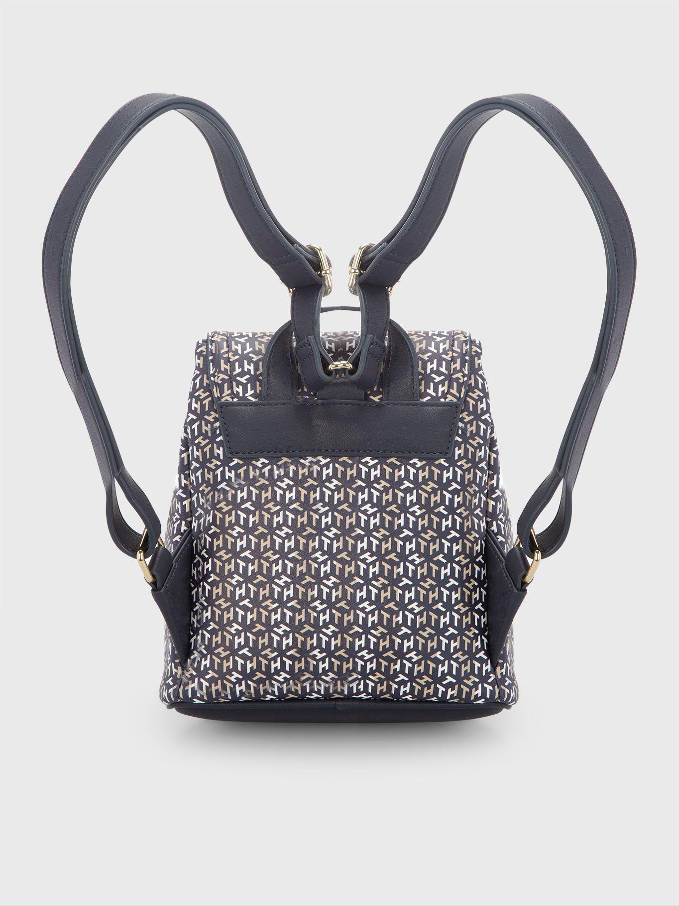 Mochila Flap Elsie Monogram Azul Tommy Hilfiger-1