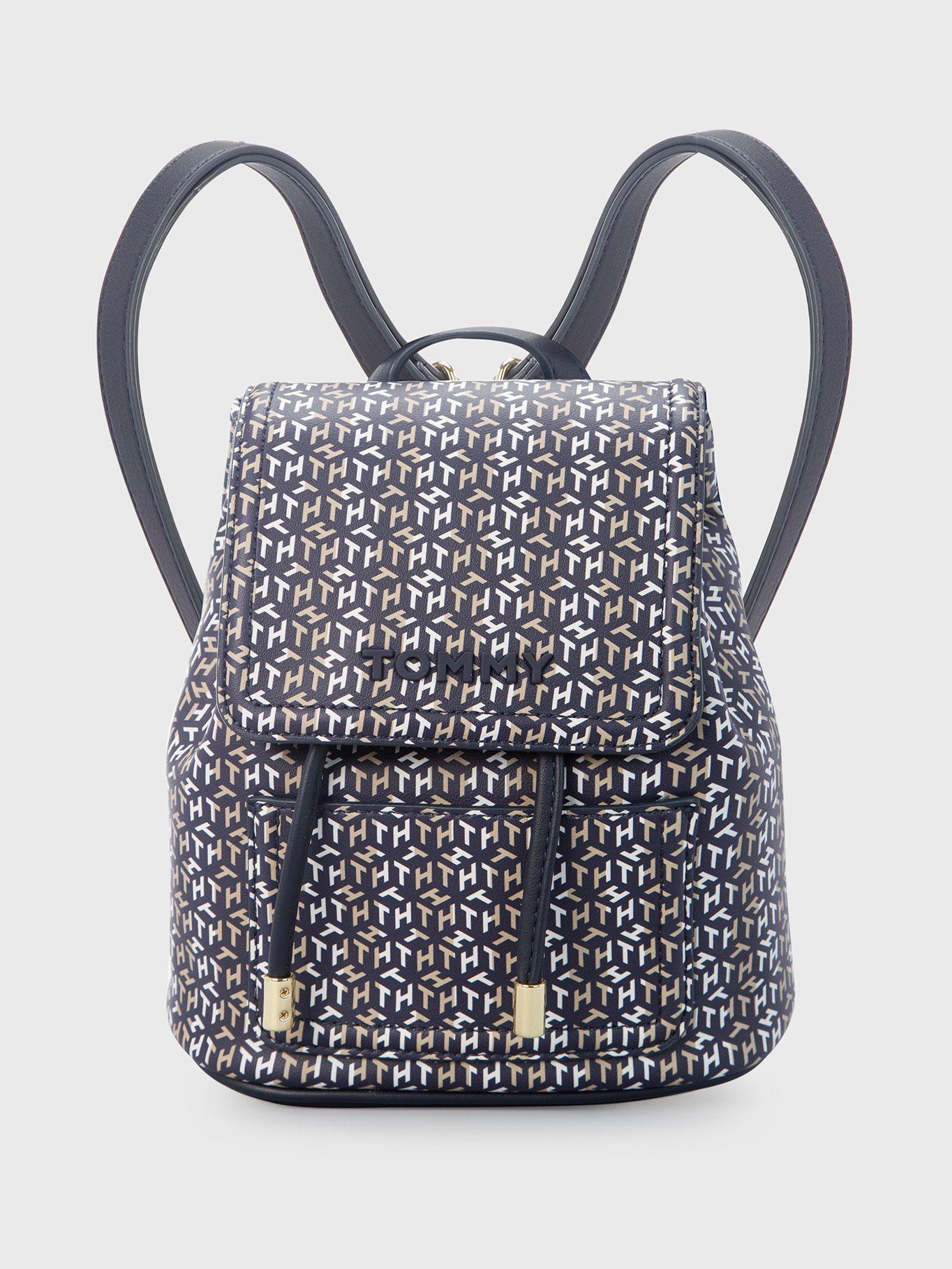 Mochila Flap Elsie Monogram Azul Tommy Hilfiger-0