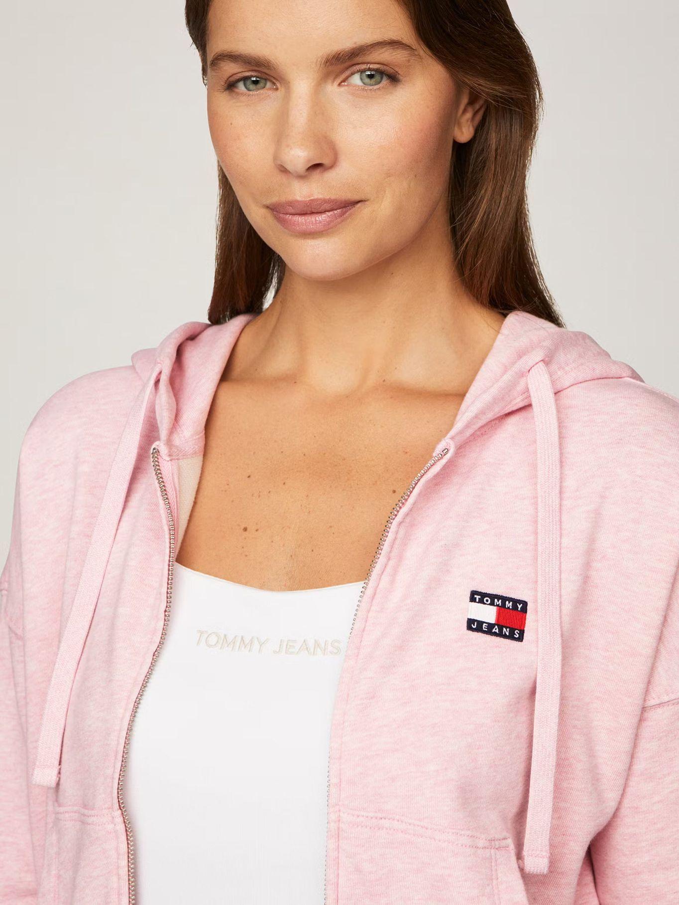 Polerón Hoodie Cropped Con Cierre Rosado Tommy Jeans-3