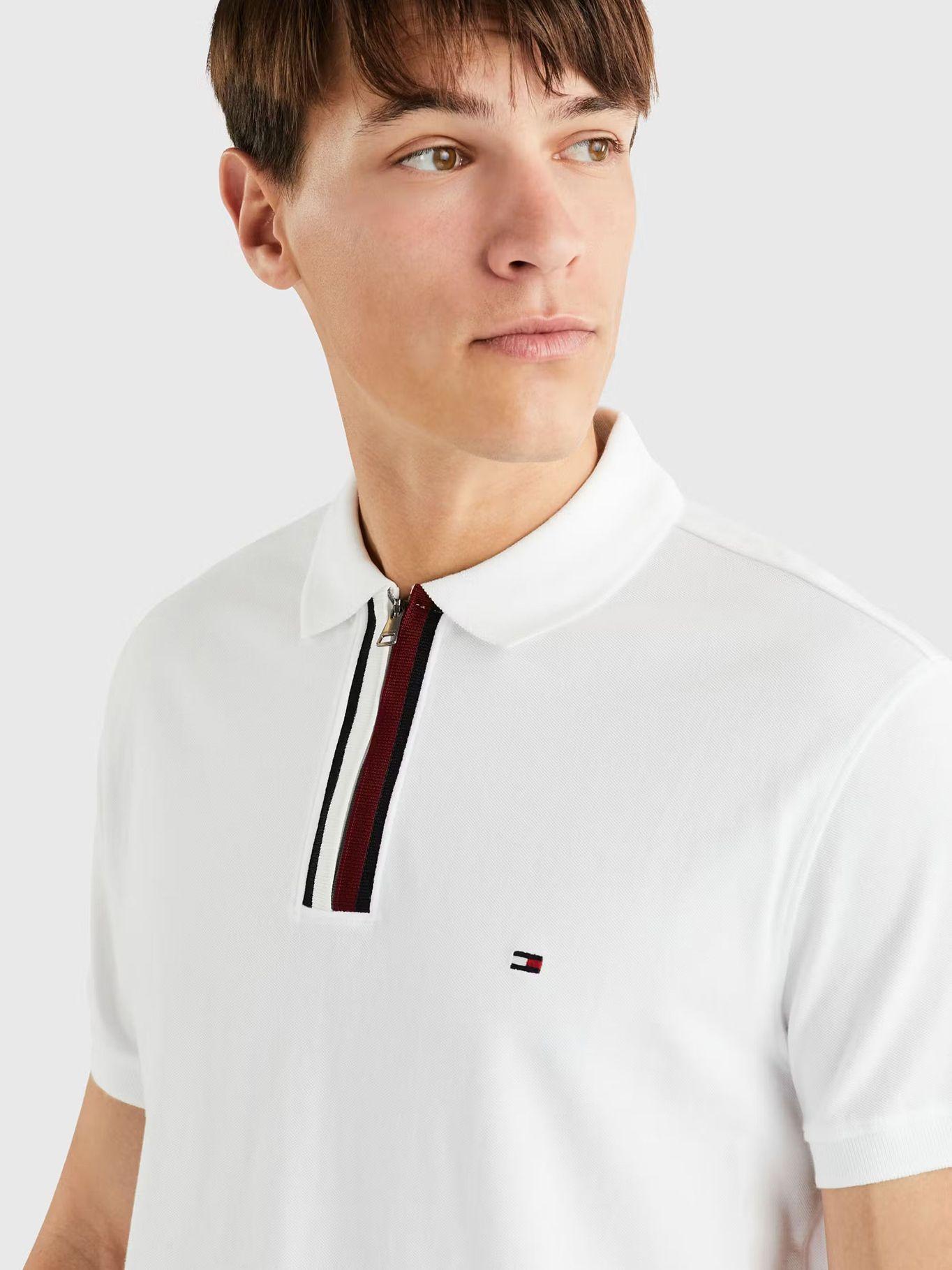 Polo Con Cierre Corte Regular Blanco Tommy Hilfiger-3