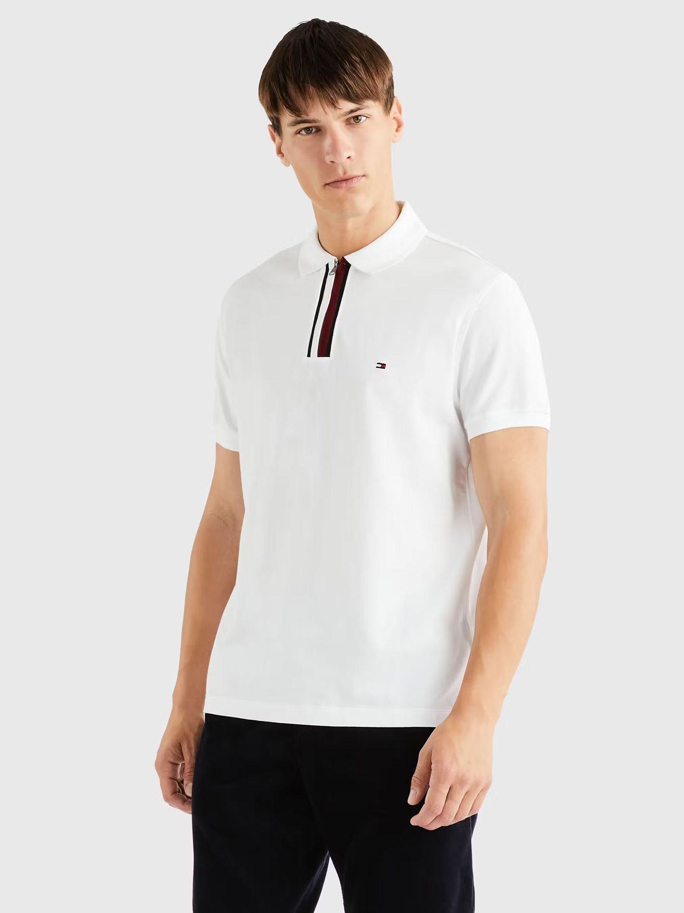 Polo Con Cierre Corte Regular Blanco Tommy Hilfiger-0