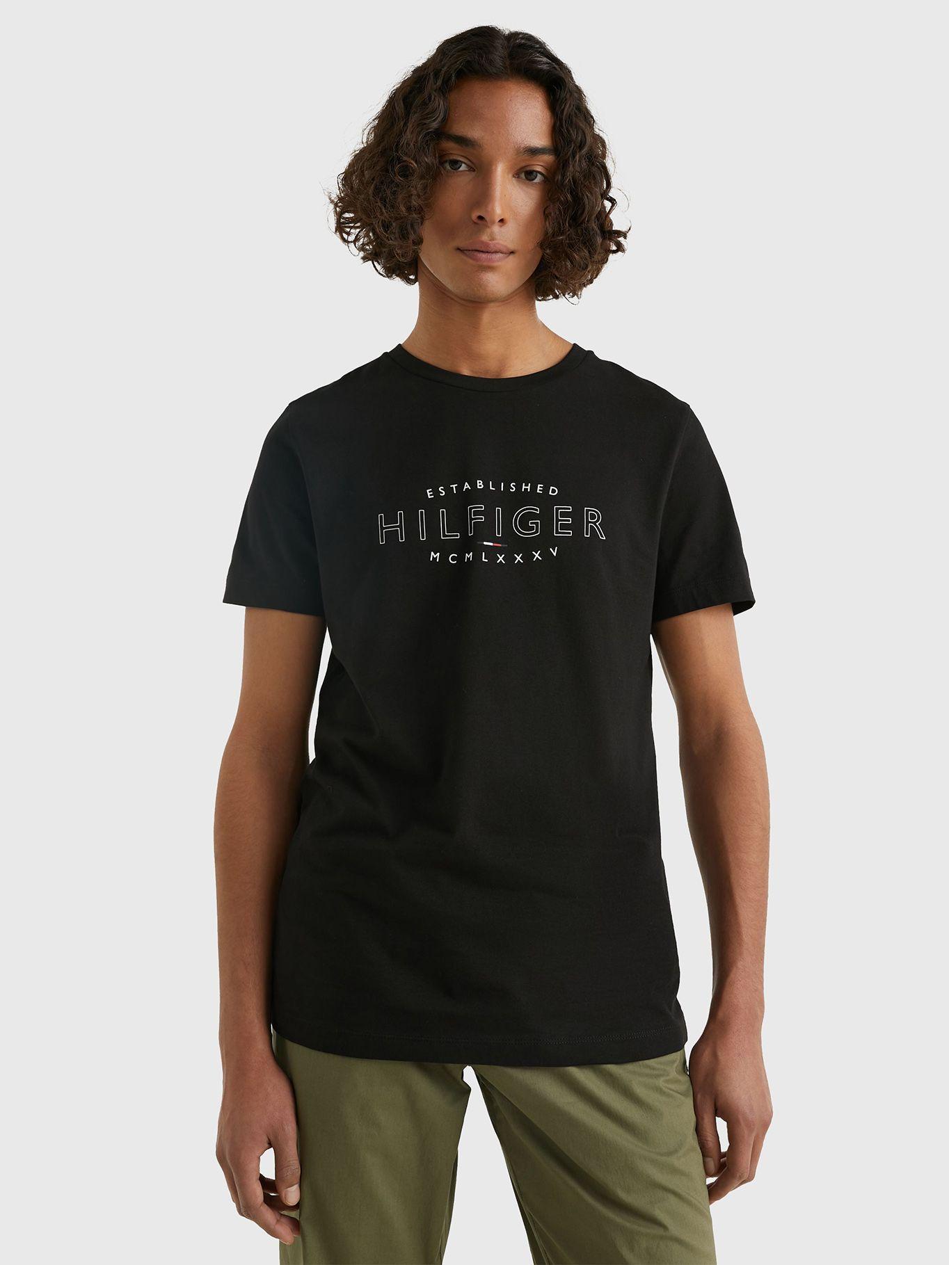 Polera Logo Curve Slim Fit Negro Tommy Hilfiger-0