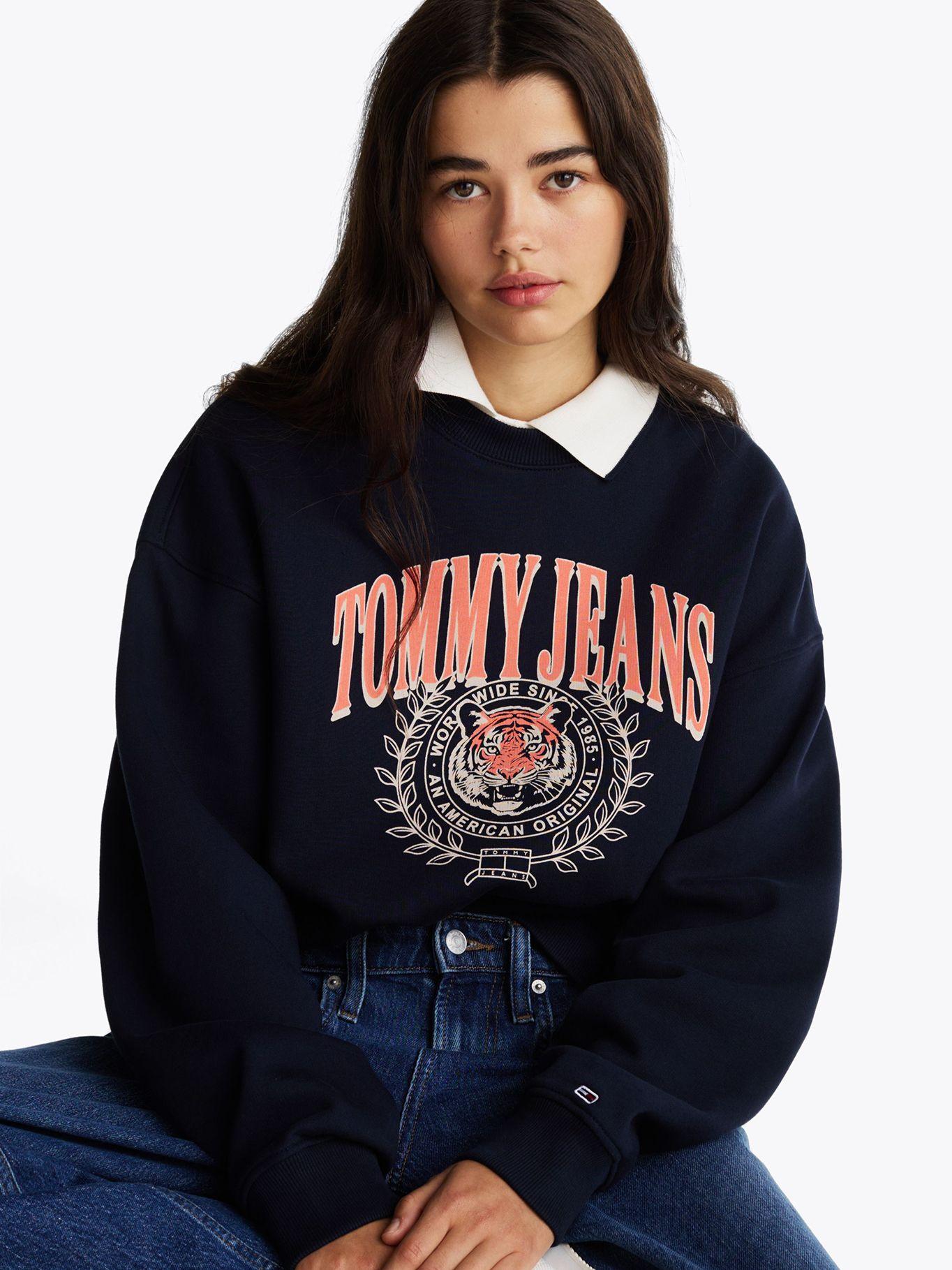 Polerón Relaxed Tiger Varsity Logo Azul Tommy Jeans-3