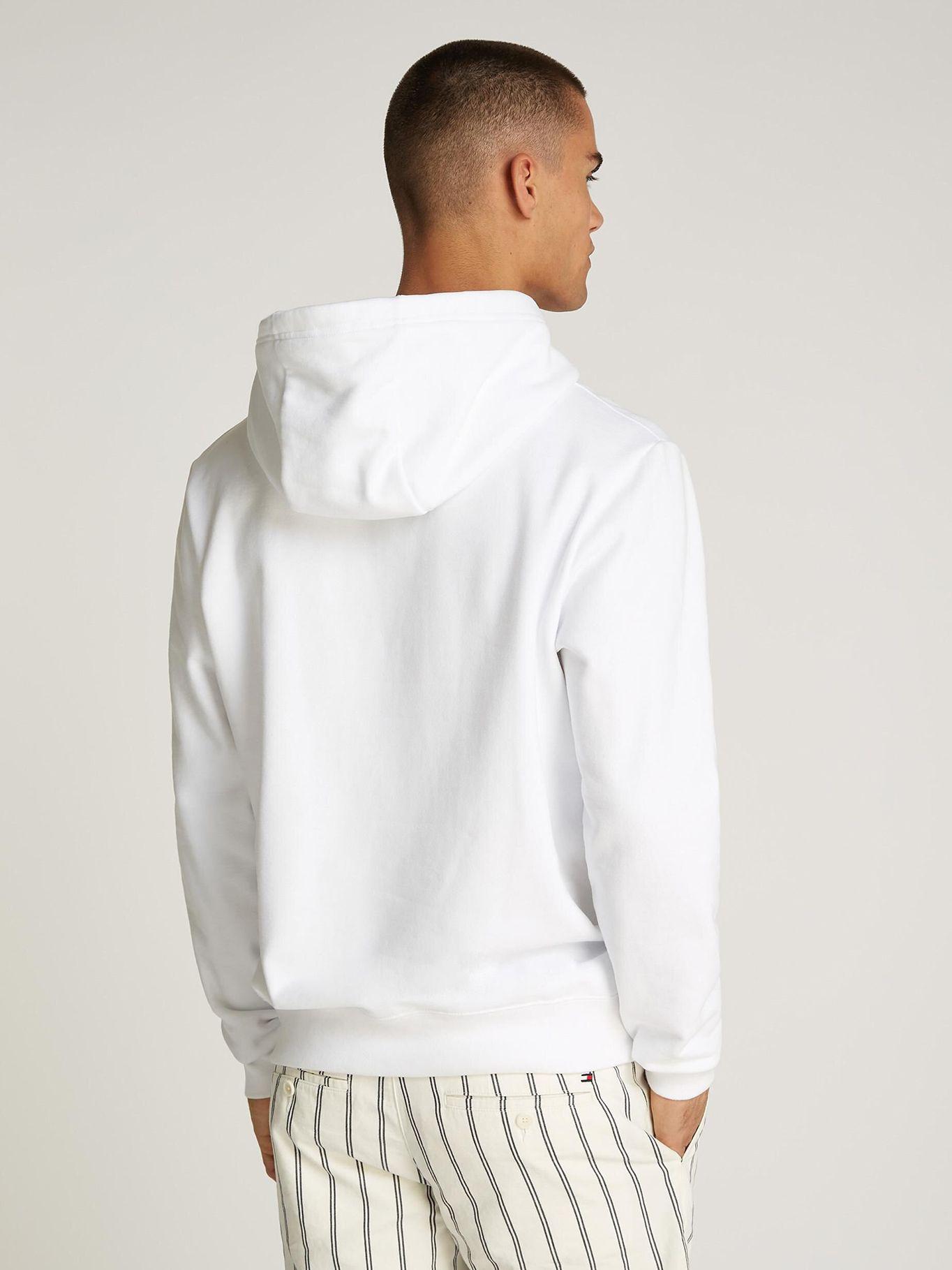 Polerón Hoodie Con Logo Central De Rayas Blanco Tommy Hilfiger-2