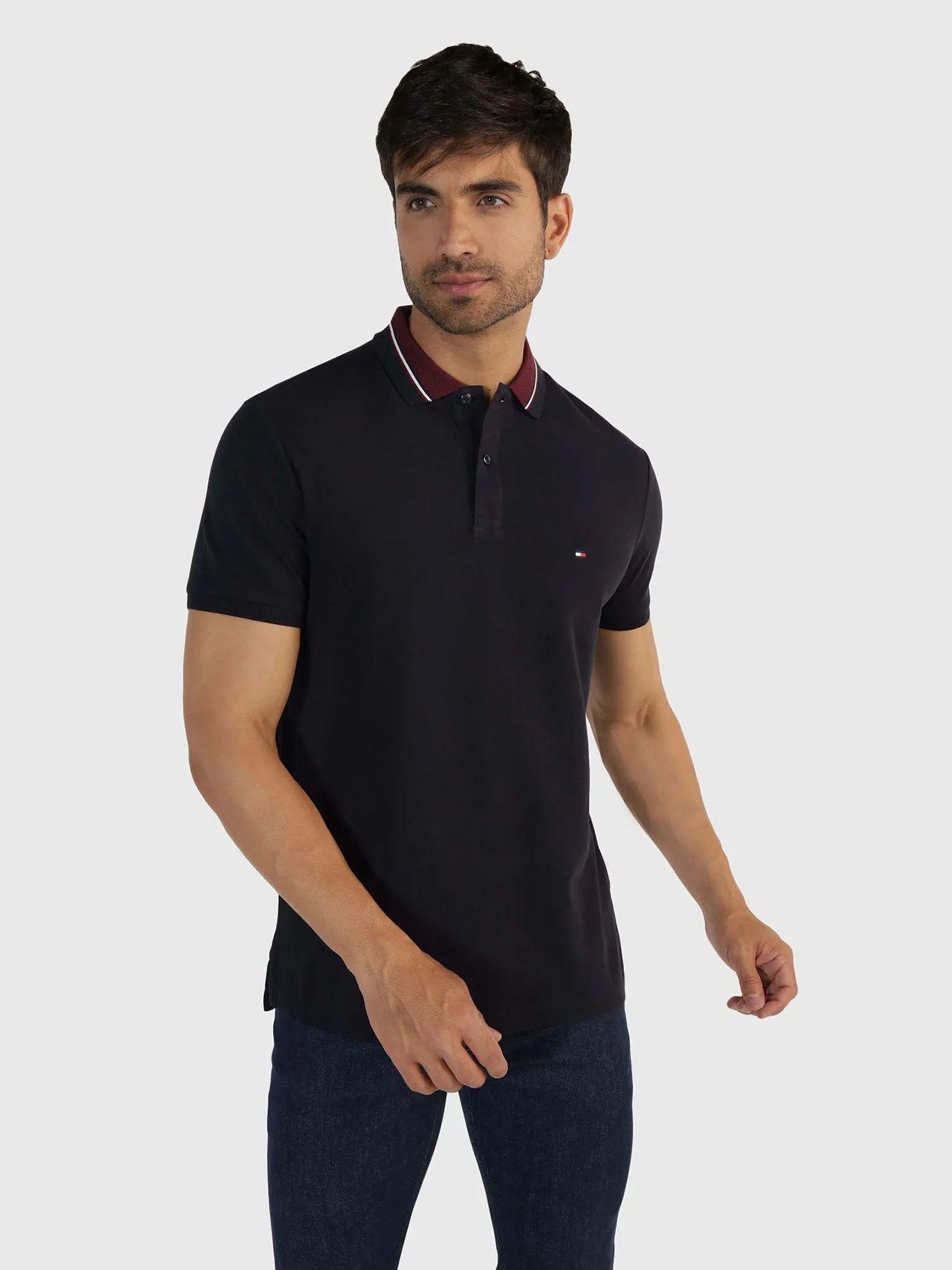 Polo Regular Fit Cuello Ribeteado Azul Tommy Hilfiger-0